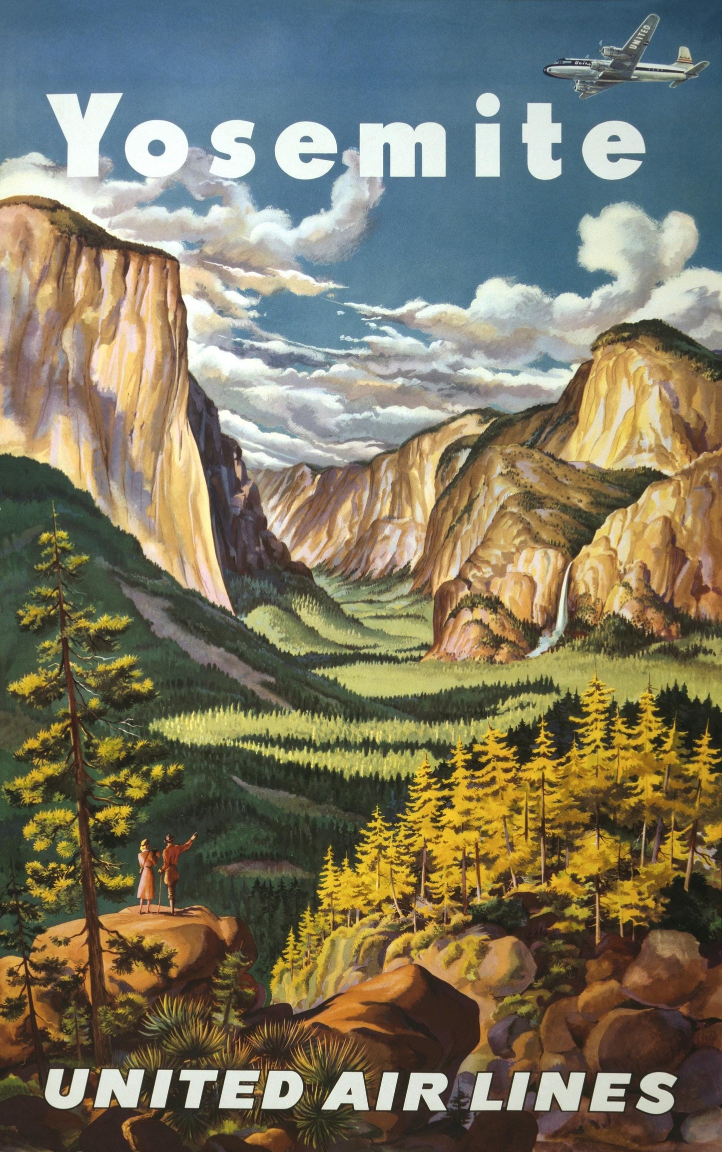 Yosemite National Park Poster: Vintage Style Satin Art Print