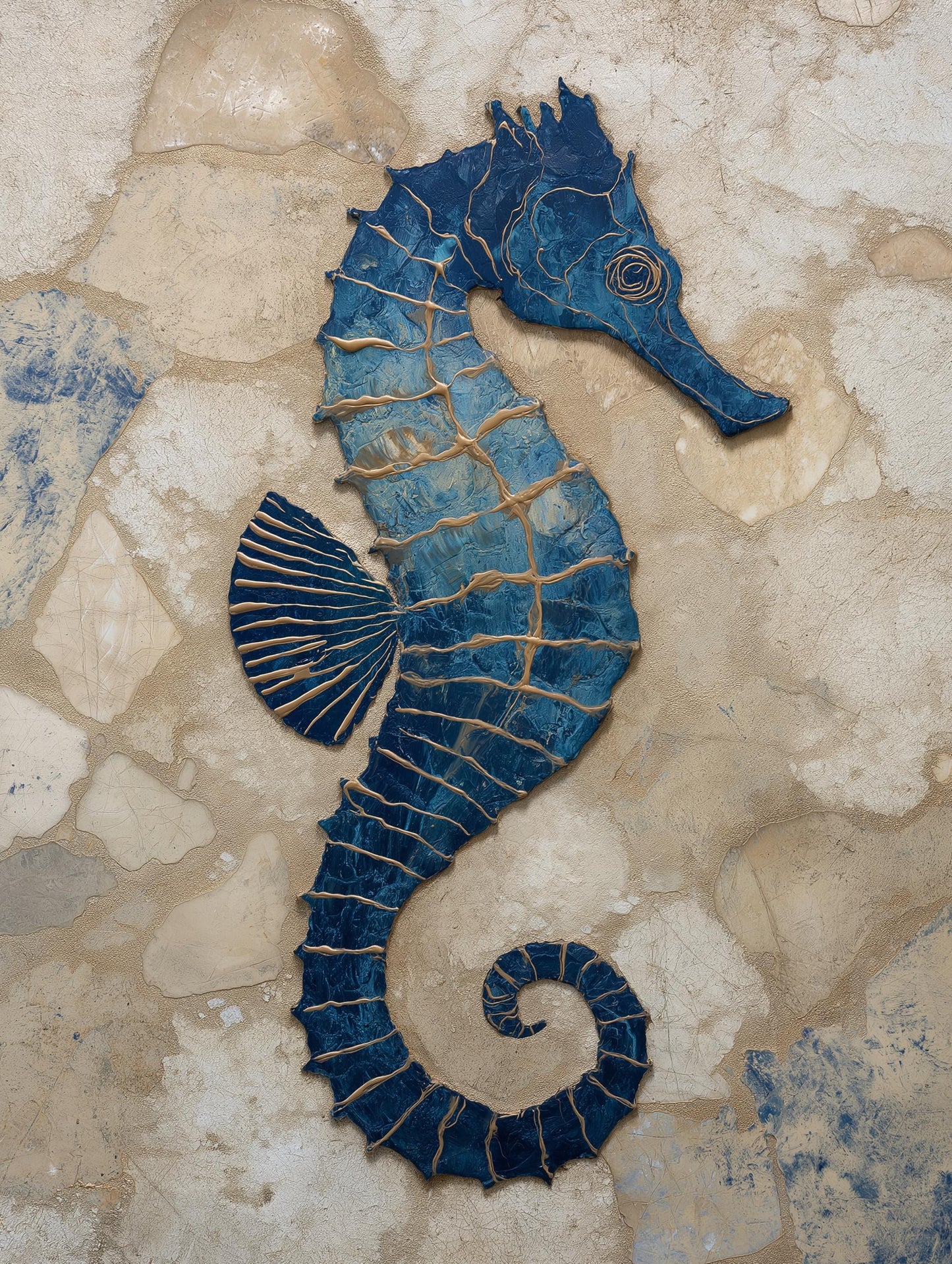 Seahorse Print: Bathroom Art Poster, Seashore Painting
