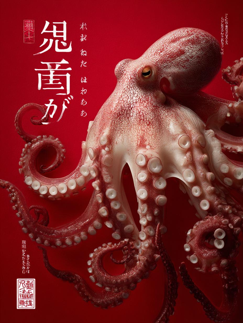 Japanese Octopus Print: Vintage Oriental Art Poster