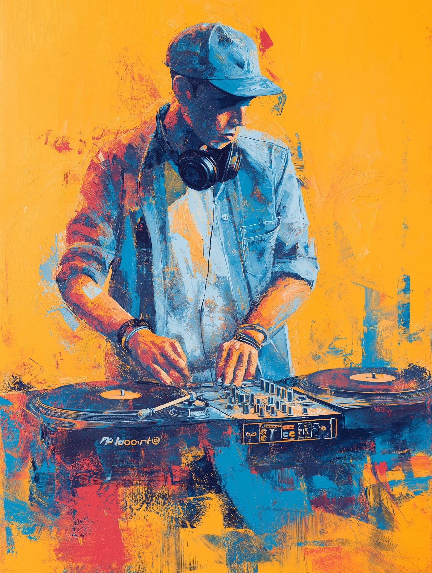 DJ Turntable Illustration Print, Modern Pop Art Music Poster