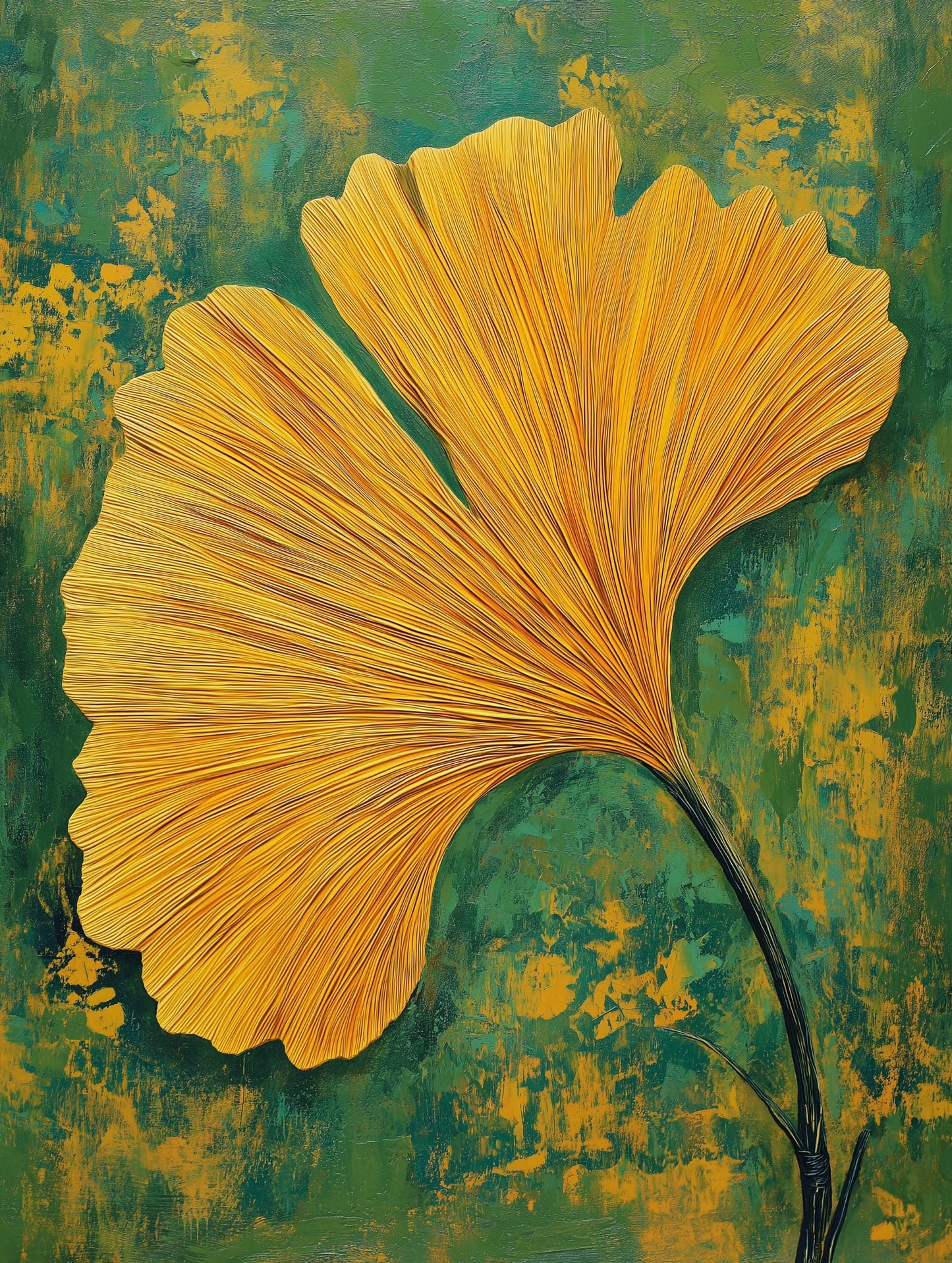 Ginkgo Biloba Leaf Art Print: Colourful Wall Art