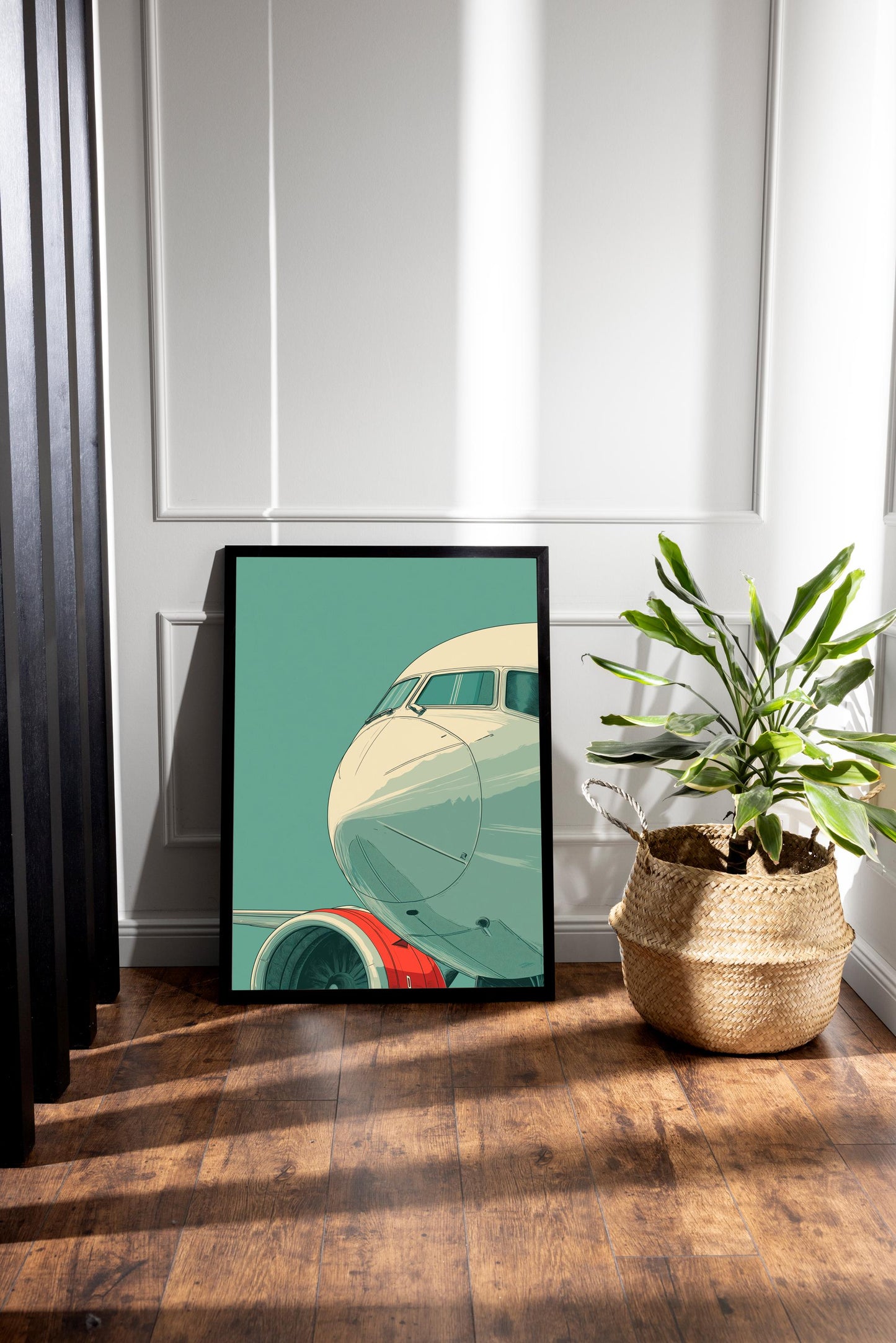 Vintage Aeroplane Nose Poster, Japanese Style Aviation Illustration, Minimal Aircraft Wall Art