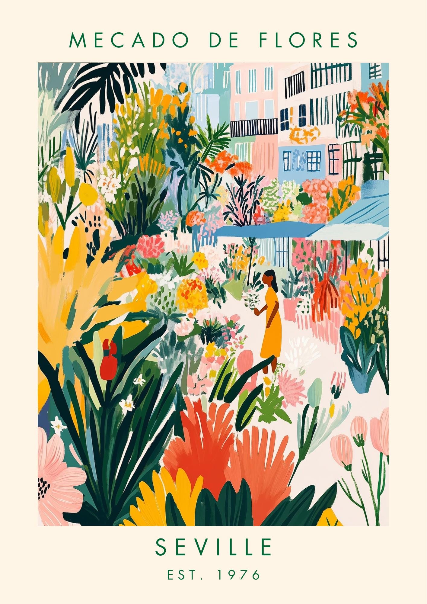 Flower Market Exhibition Poster: Floral Garden Print, Seville Art