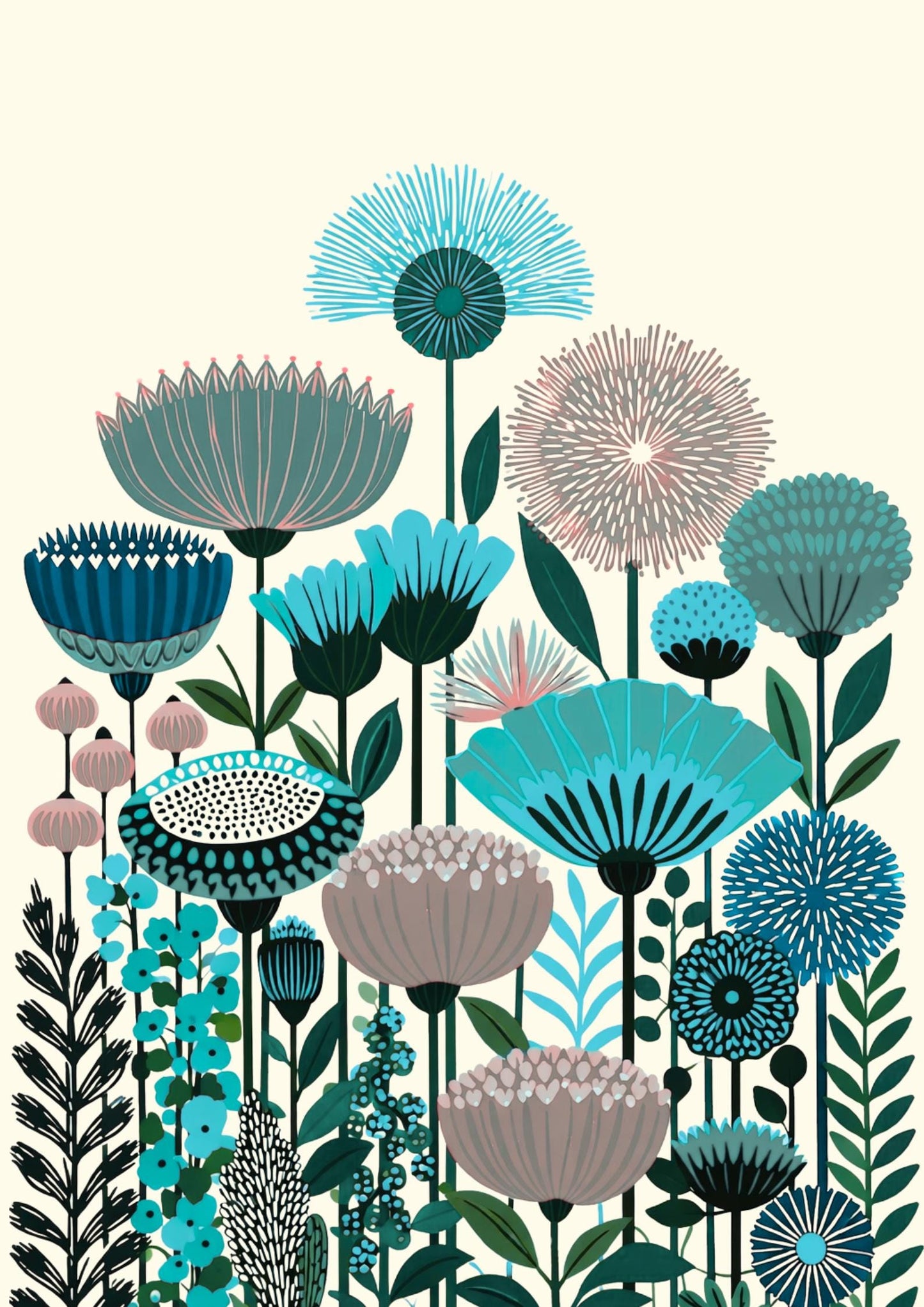 Retro Flower Market Print, Botanical Wall Art, Boho Floral Poster, Living Room Decor