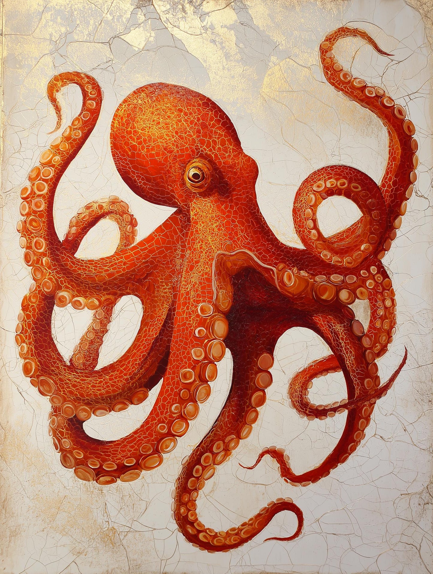 Octopus Print: Orange Octopus Art Poster