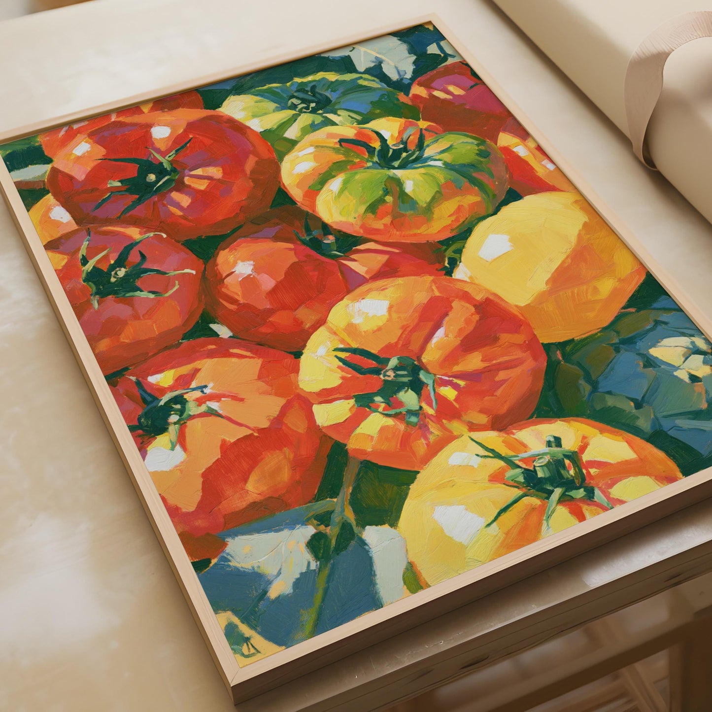 Heirloom Tomatoes Art Print, Vegetable Still Life Poster, Kitchen Wall Art, Colourful