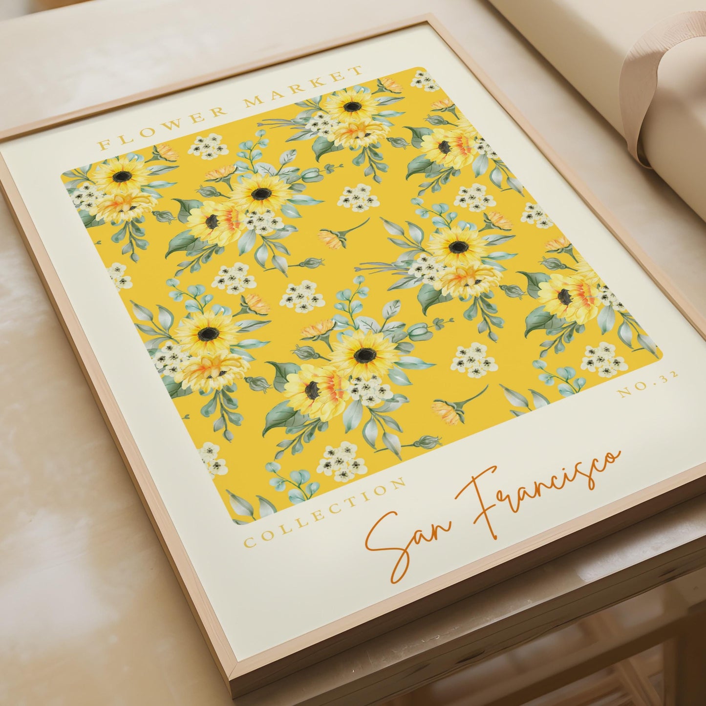 Sunflower Floral Print, Vibrant Yellow Flower Market Poster, San Francisco Collection No.32