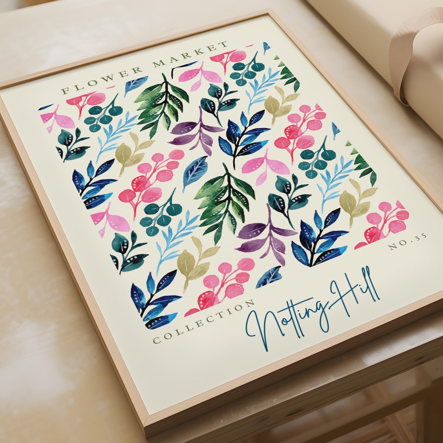 Flower Market Art Print, Notting Hill Collection No.35, Floral Wall Art, Botanical Decor, Colourful