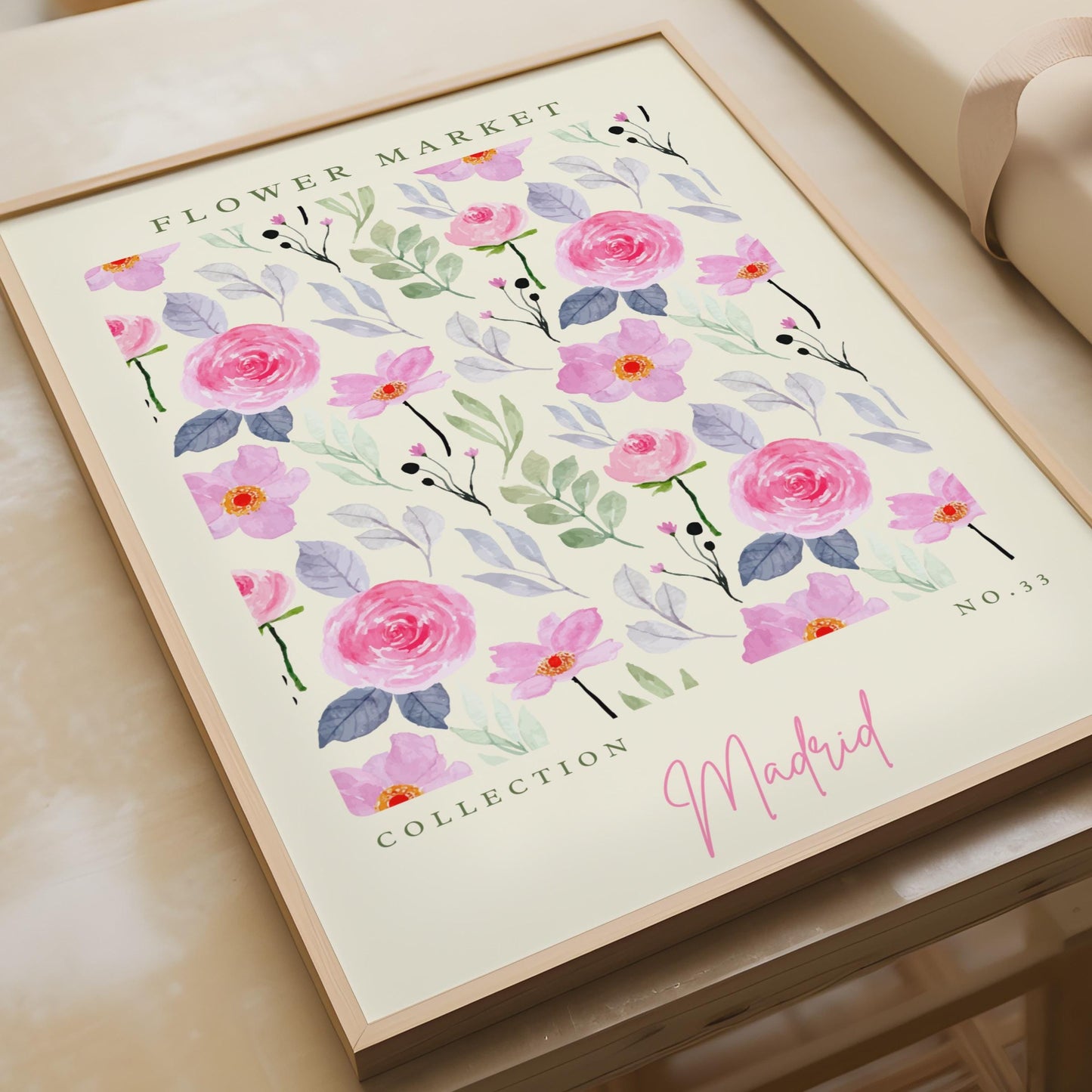 Florals of Madrid, Flower Market Wall Art, Watercolour Floral Print, Botanical Decor, Home Wall Art
