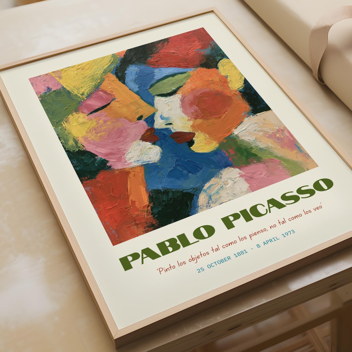 Pablo Picasso Colourful Kiss Print, Abstract Wall Art, Modern Home Decor, Love Poster, Gift for Art