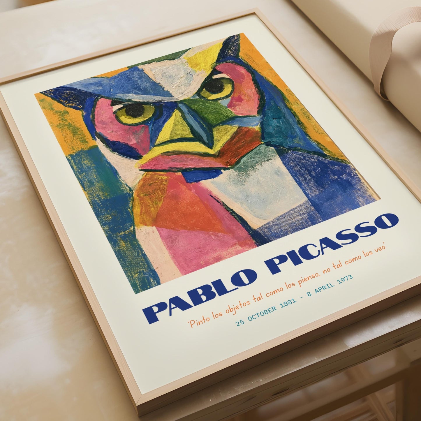 Pablo Picasso Owl Art Print, Colourful Abstract Poster, Modern Wall Decor, Animal Art, Gallery Wall