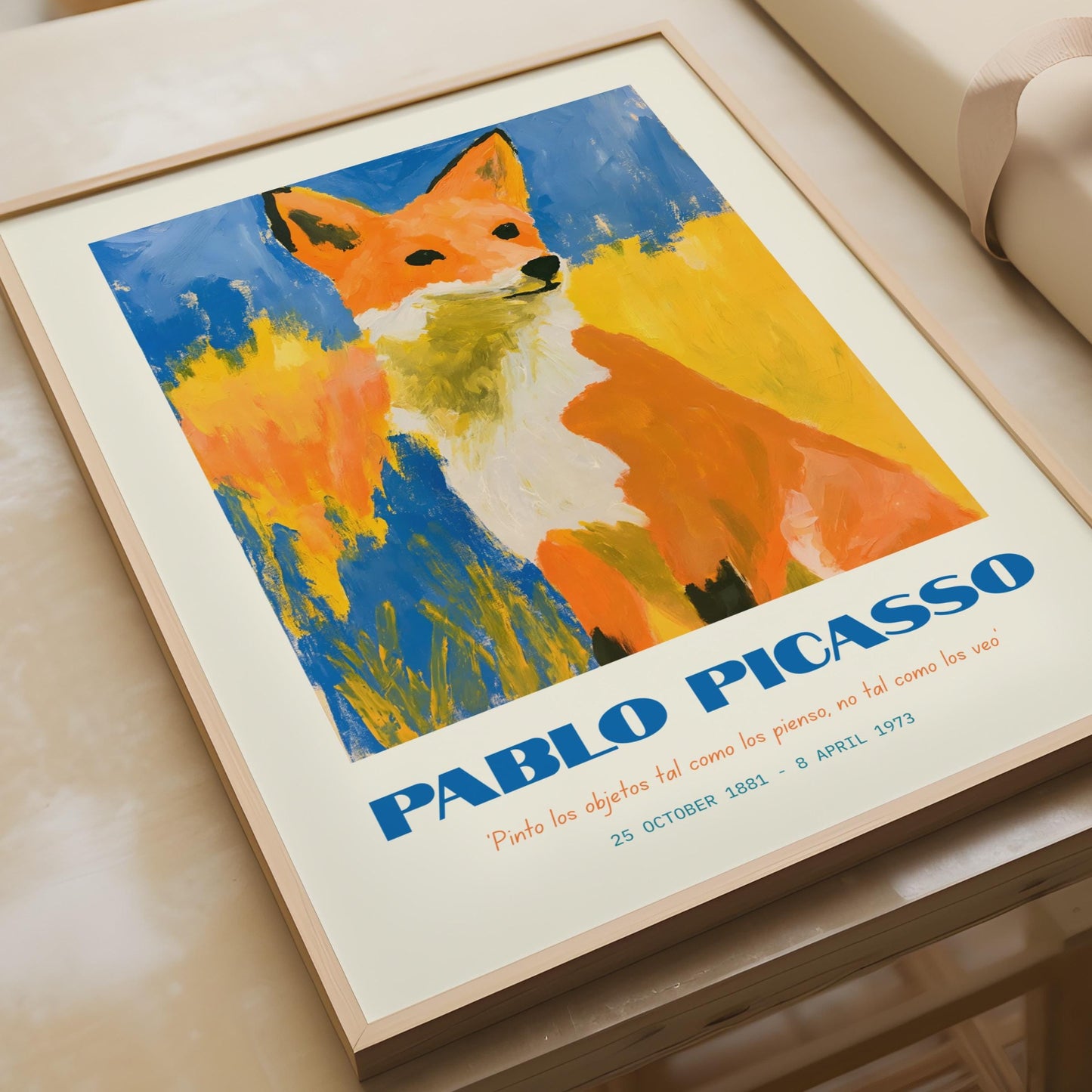 Pablo Picasso Inspired Fox Poster, Colourful Animal Art Print, Modern Wall Decor, Bright Home Art
