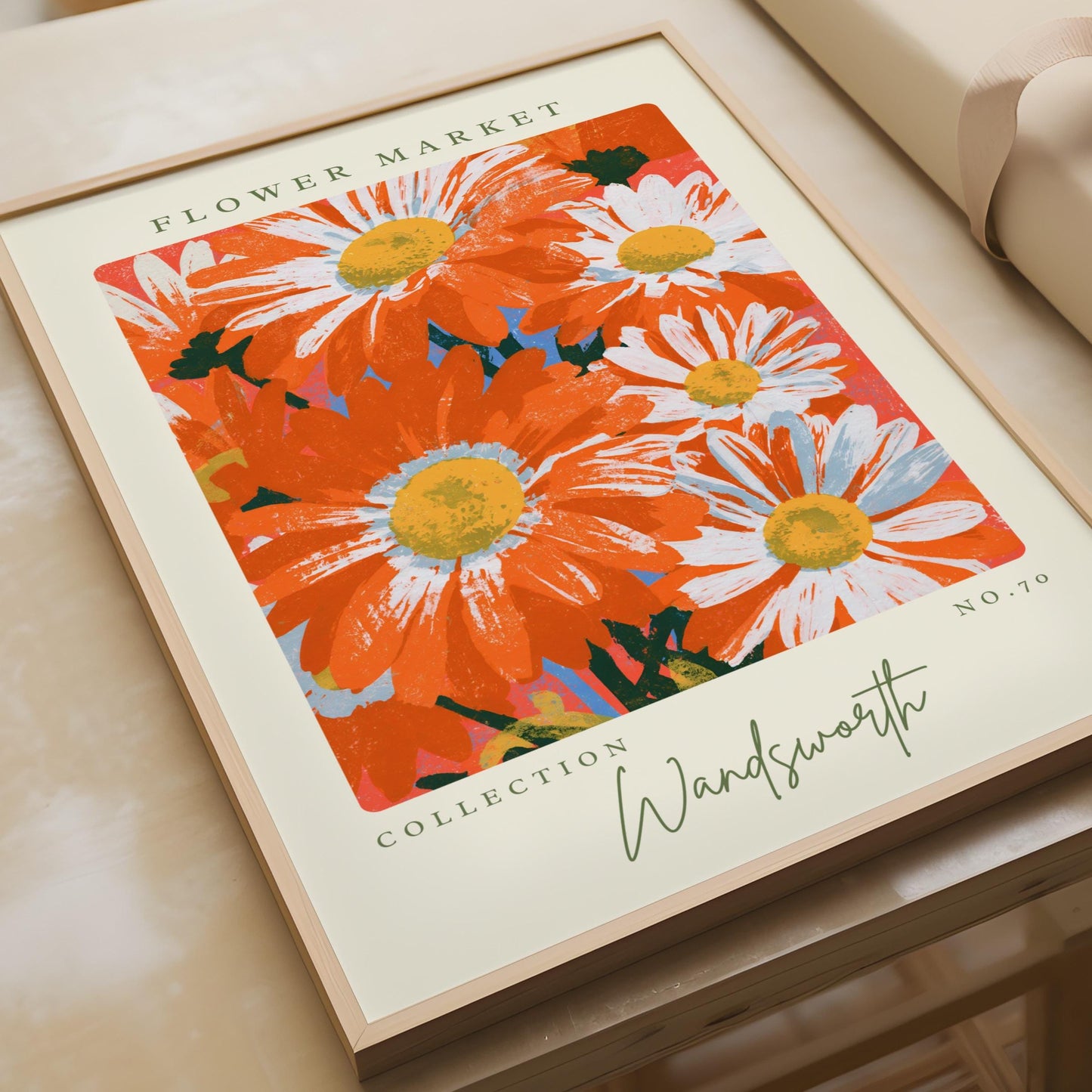 Vibrant Flower Market Art Print, Colourful Floral Poster, Wandsworth Collection, Modern Wall Art
