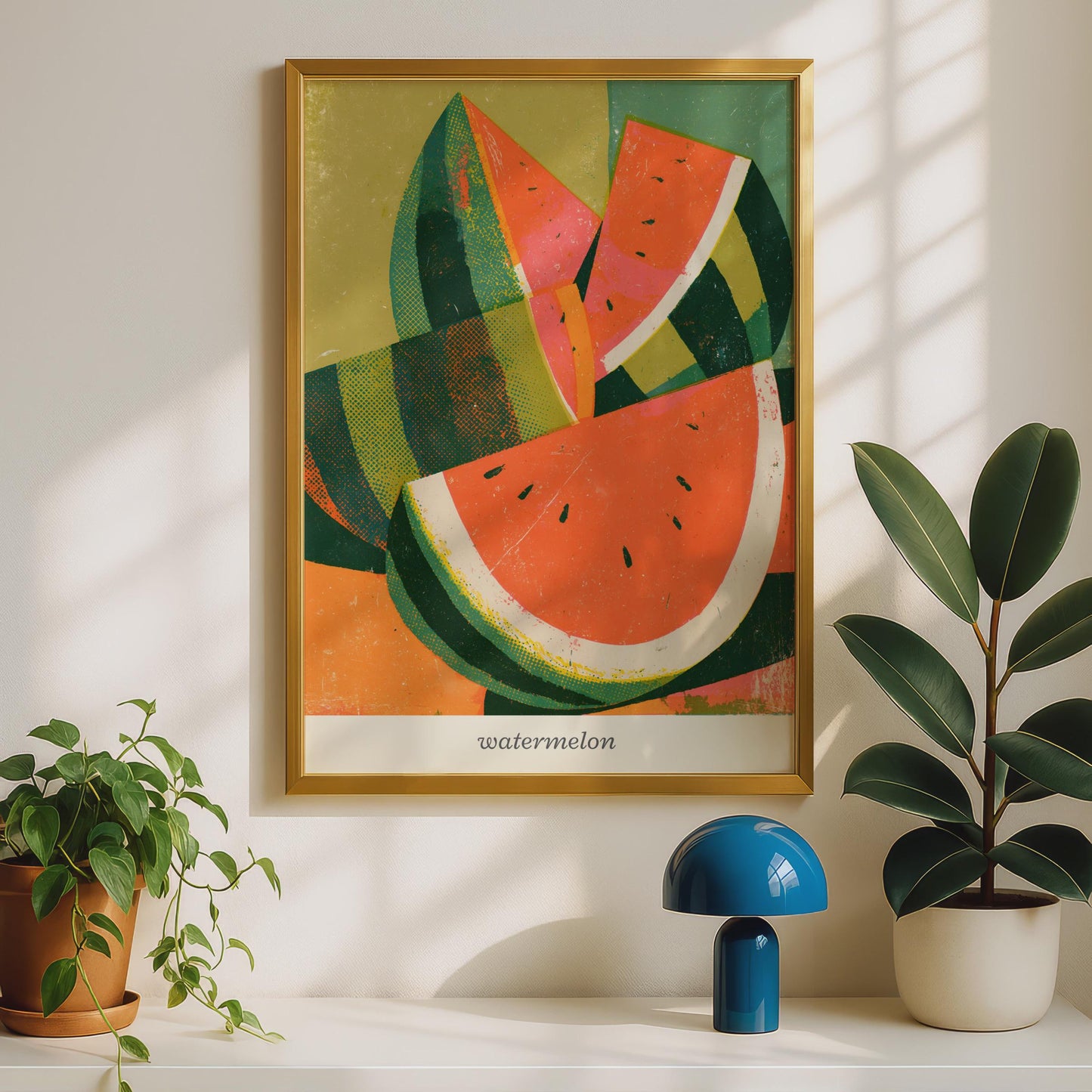 Vibrant Watermelon Art Print, Colourful Retro Style Fruit Decor, Summer Wall Art, Kitchen Print
