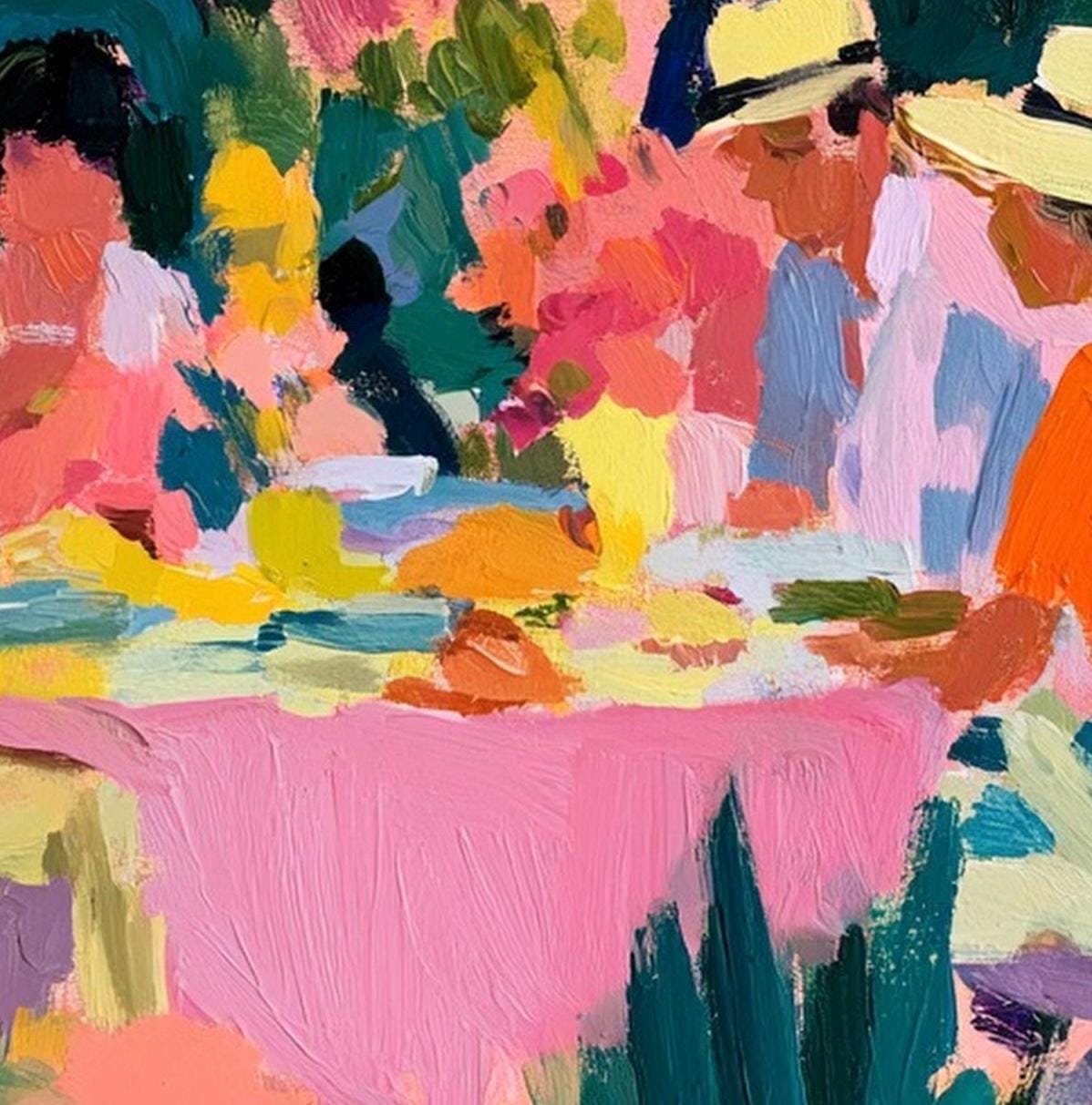 Henri Matisse Inspired Abstract Art Print: Lunch In The Garden With Friends