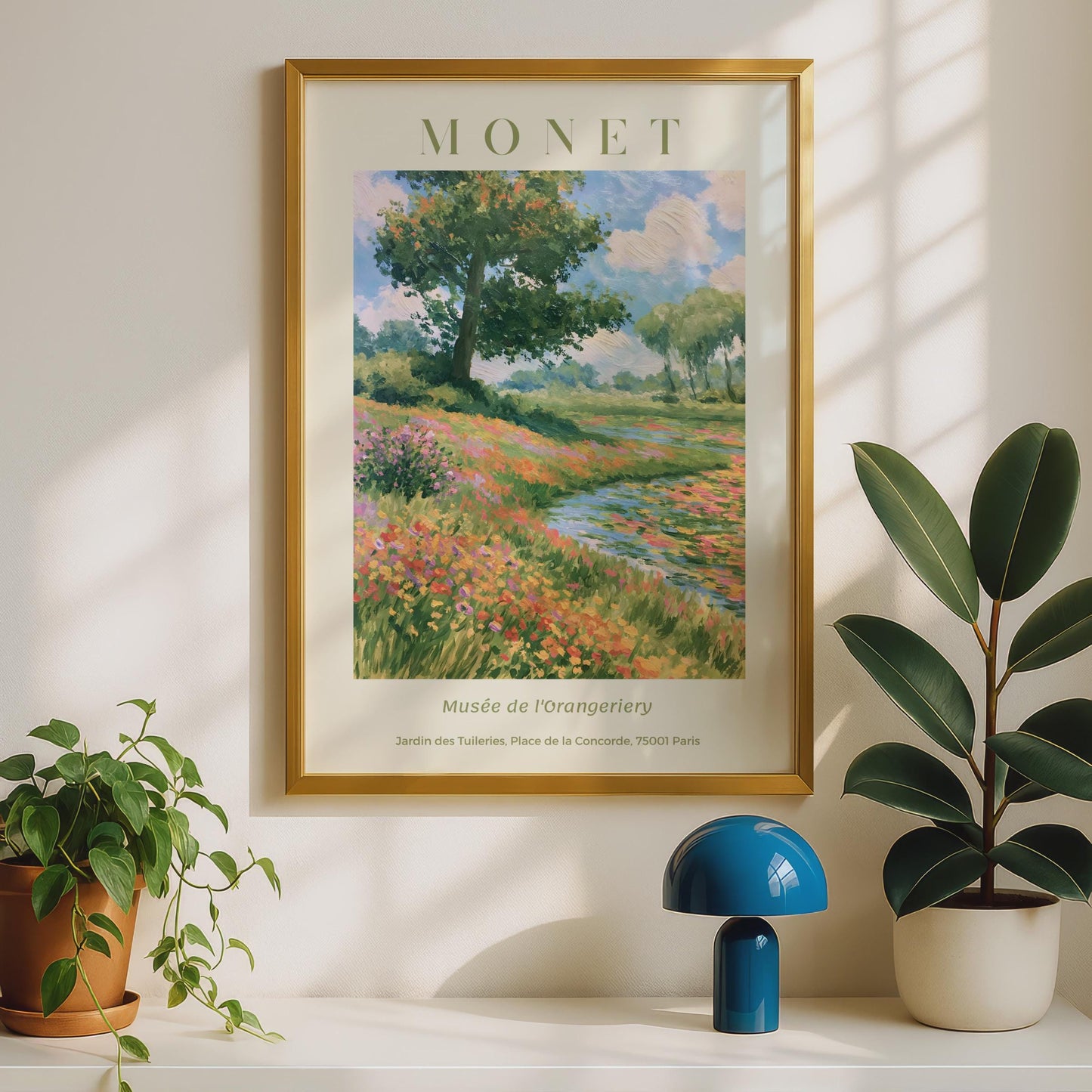 Monet Impressionist Flower Field Print, Garden Wall Art, Floral Landscape Poster