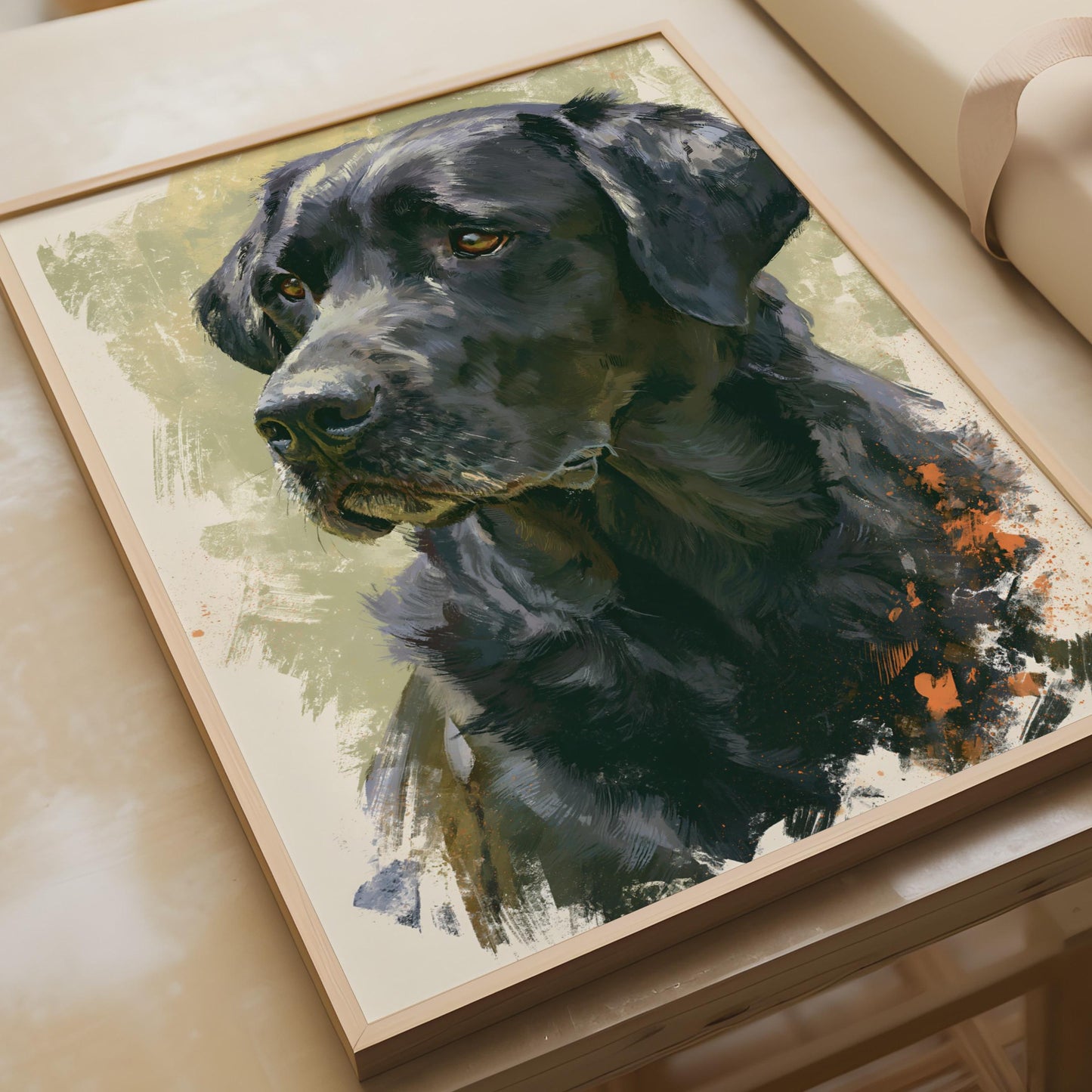 Black Labrador Print, Lab Dog Portrait Poster, Painted Style Dog Art, Dog Lover Gift