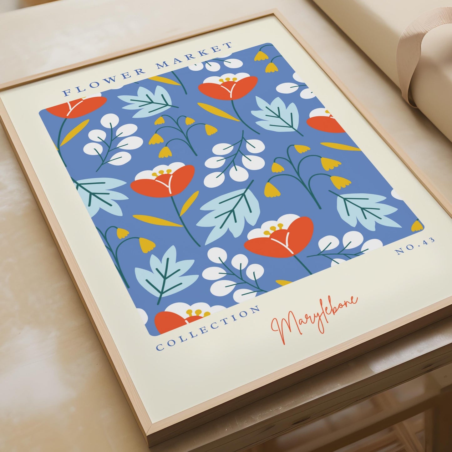 Flower Market Art Print, Floral Pattern Poster, Colourful Wall Decor, Modern Botanical Art, Home