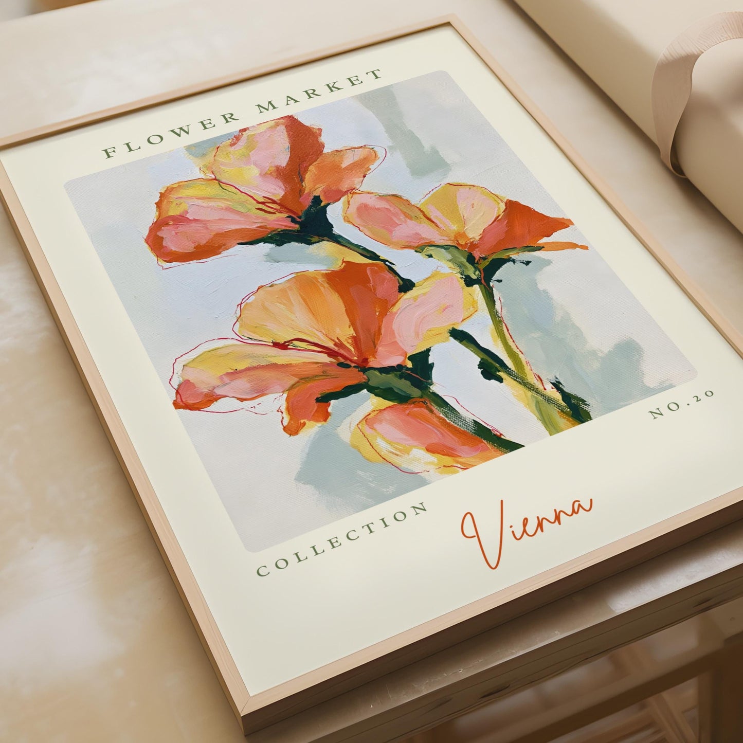 Flower Market Art Print, Vienna Floral Wall Art, Abstract Flower Poster, Modern Home Decor,