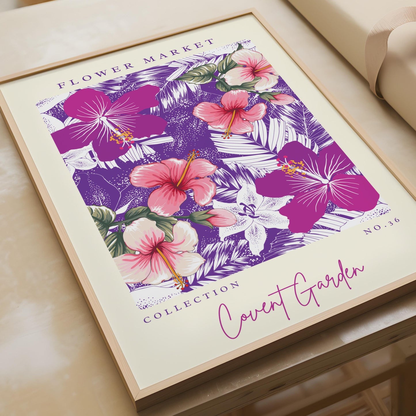 Flower Market Floral Wall Art, Covent Garden Print, Tropical Hibiscus Decor, Botanical Poster,