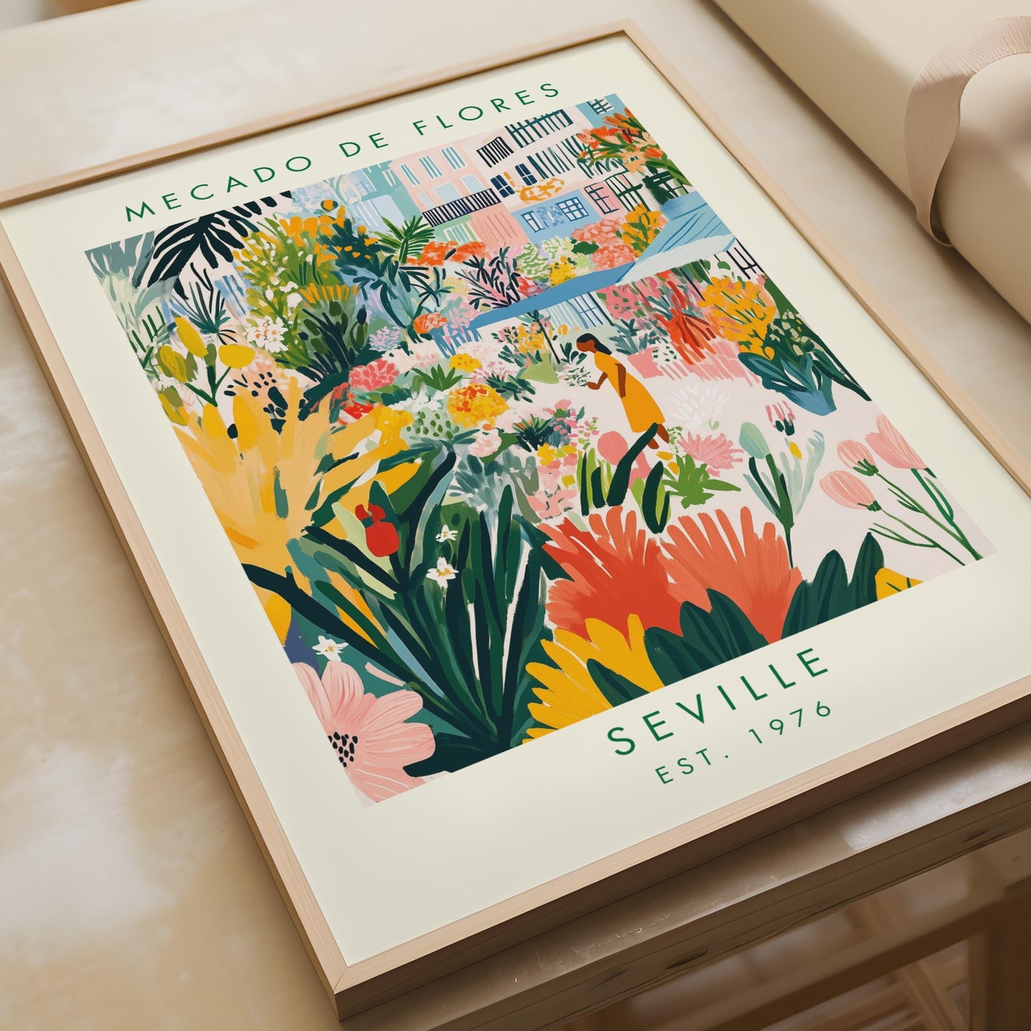Mecado de Flores Seville Art Print, Colourful Floral Market Poster, Botanical Wall Art, Home Decor