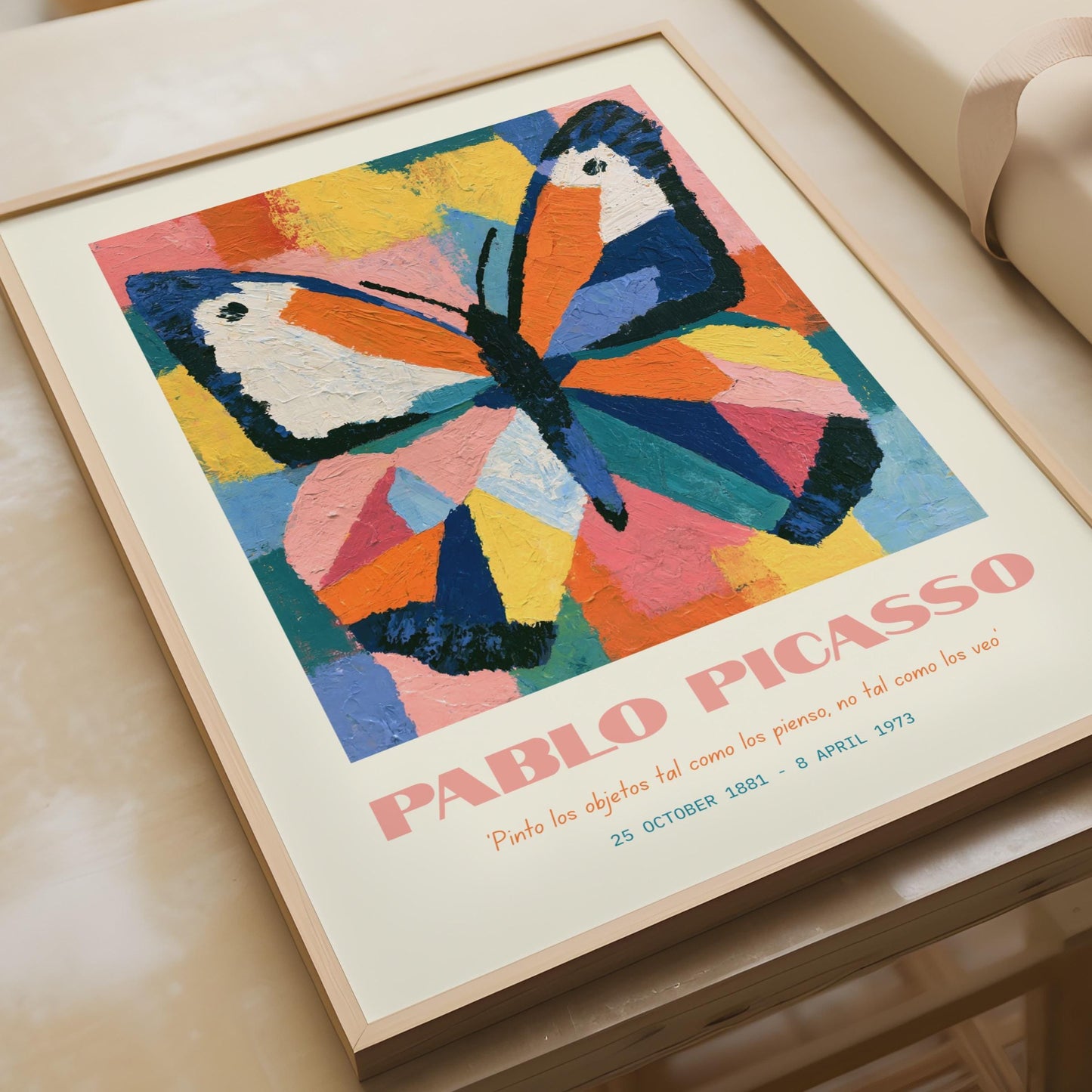 Pablo Picasso Butterfly Art Print, Colourful Modern Wall Art, Abstract Nature Poster, Art Decor