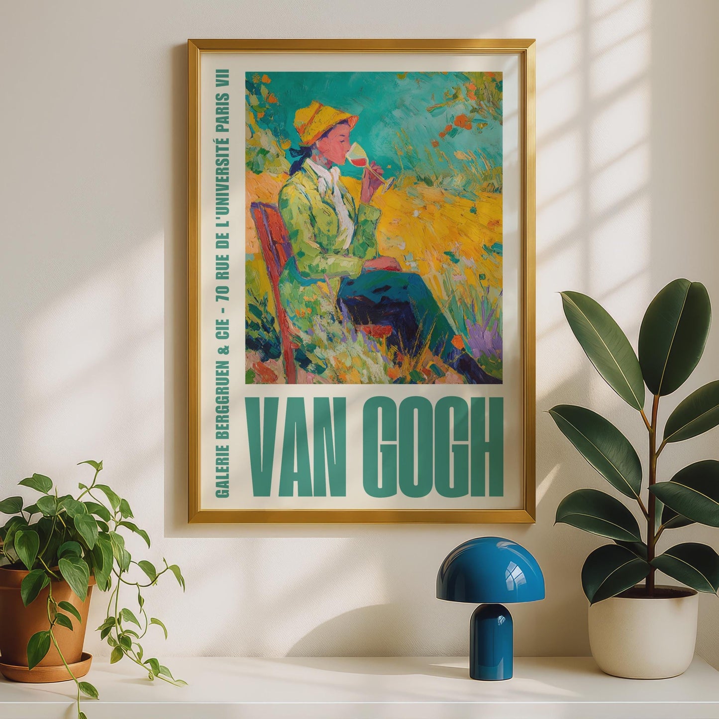 Van Gogh Exhibition Poster, Galerie Berggruen Paris, Woman in Garden Wall Art Print