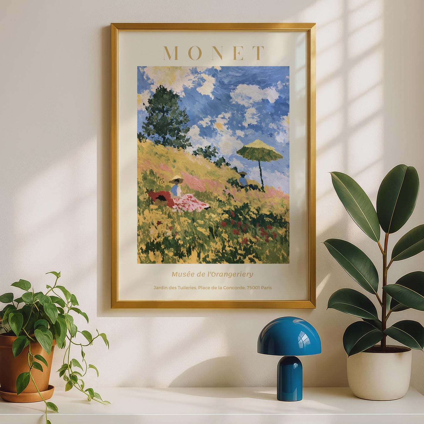 Monet Exhibition Poster, Impressionist Wall Art Print, Poppy Field, Paris Gallery