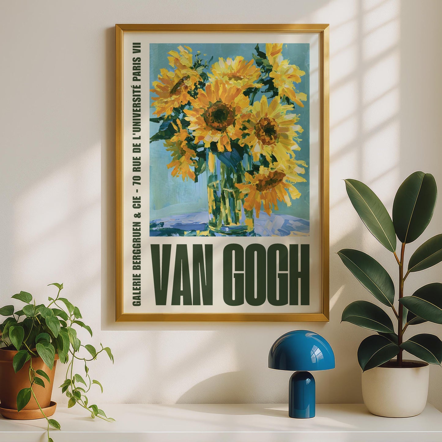 Van Gogh Sunflowers Poster, Galerie Berggruen Paris Exhibition Art Print, Yellow Floral Wall Art