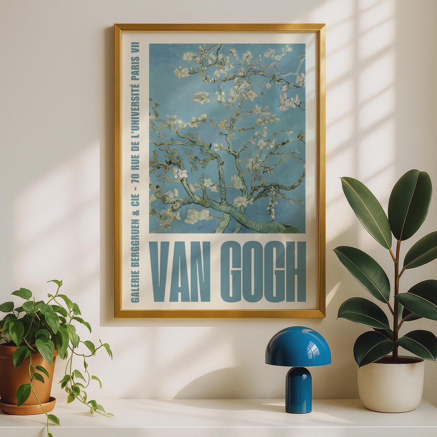 Van Gogh Almond Blossom Poster, Gallery Exhibition Print, Blue Floral Wall Art