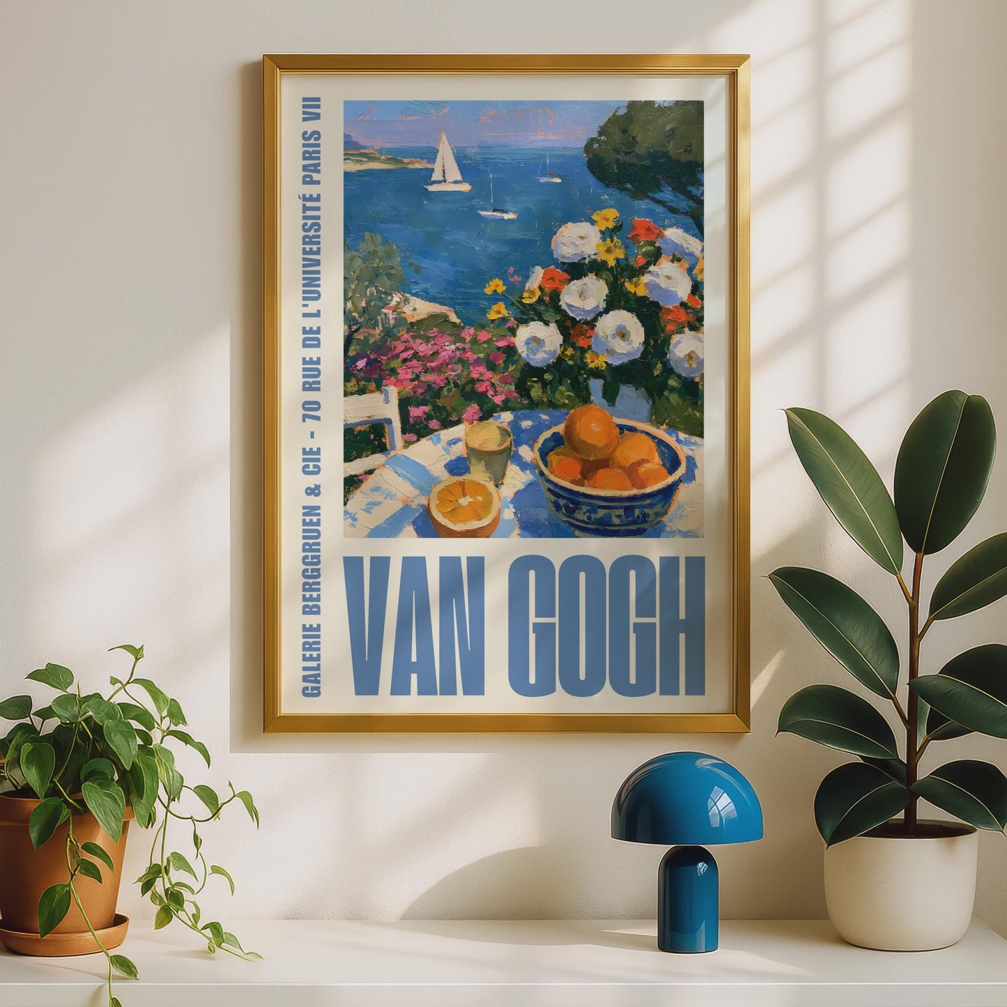 Van Gogh Gallery Exhibition Poster, Galerie Berggruen Paris, Coastal Floral Wall Art Print