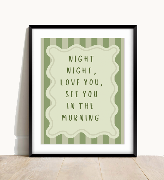 Night Night Love You Wall Print A4/A3 - Frame Not Included