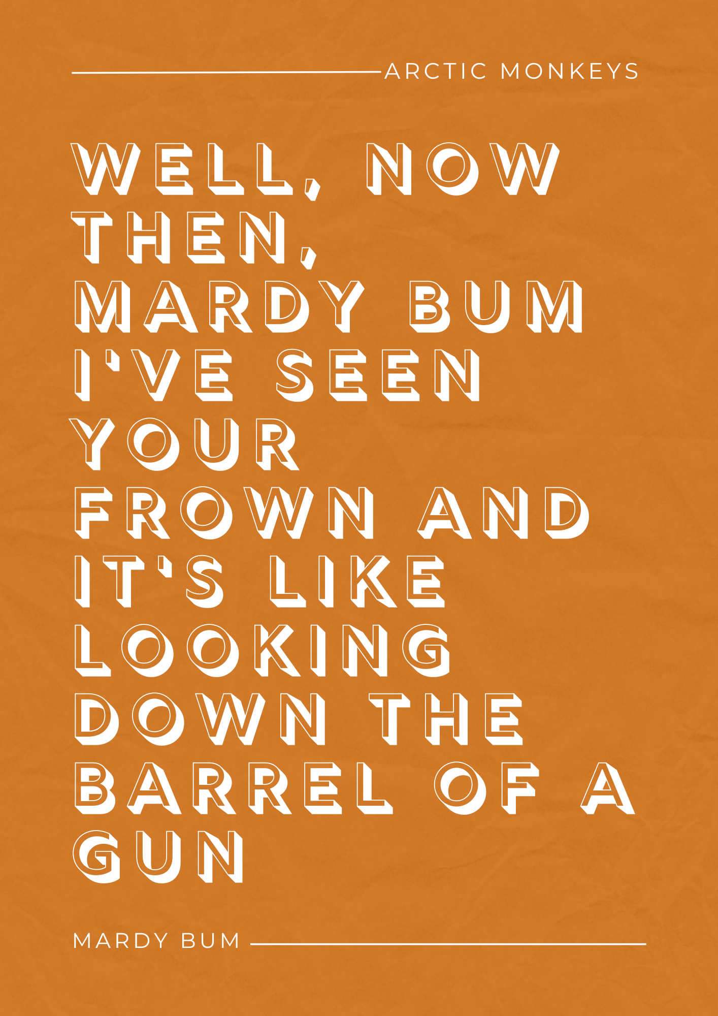Arctic Monkey, Mardy Bum Lyric Print