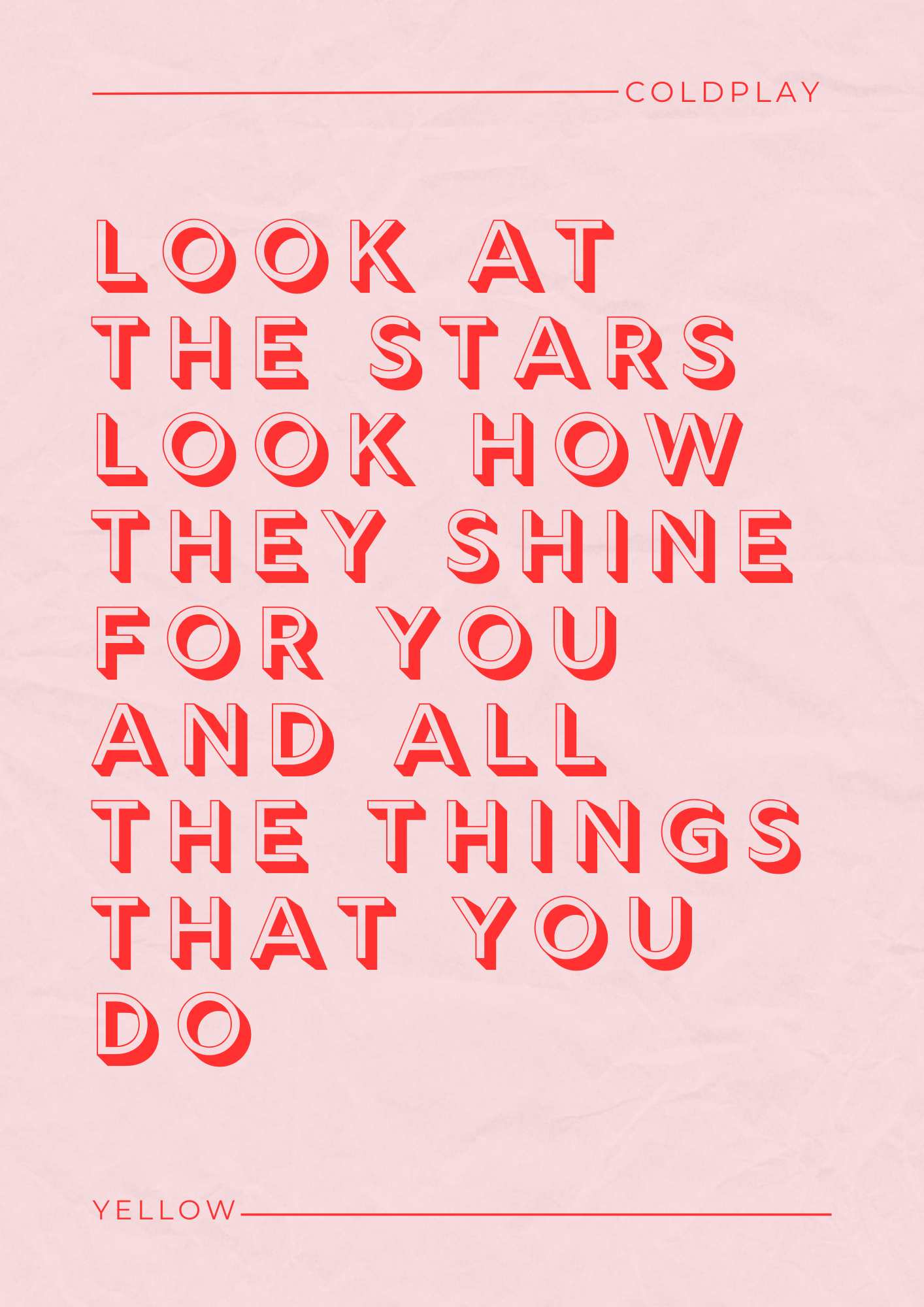 Coldplay Yellow Lyric Print