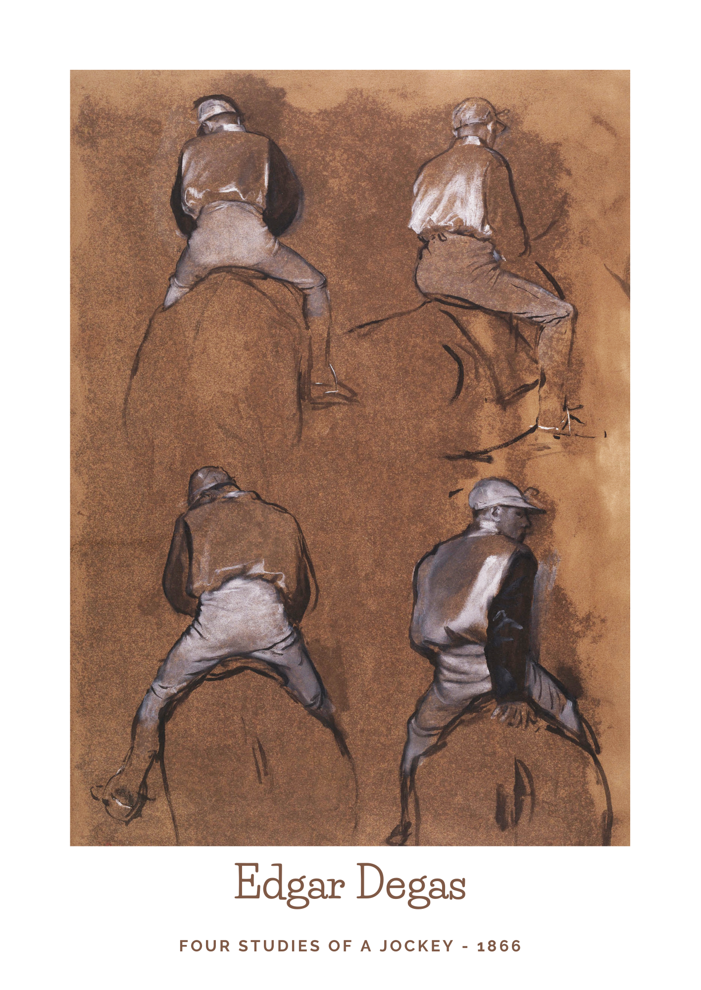 Edgar Degas, Four Studies of a Jockey Print