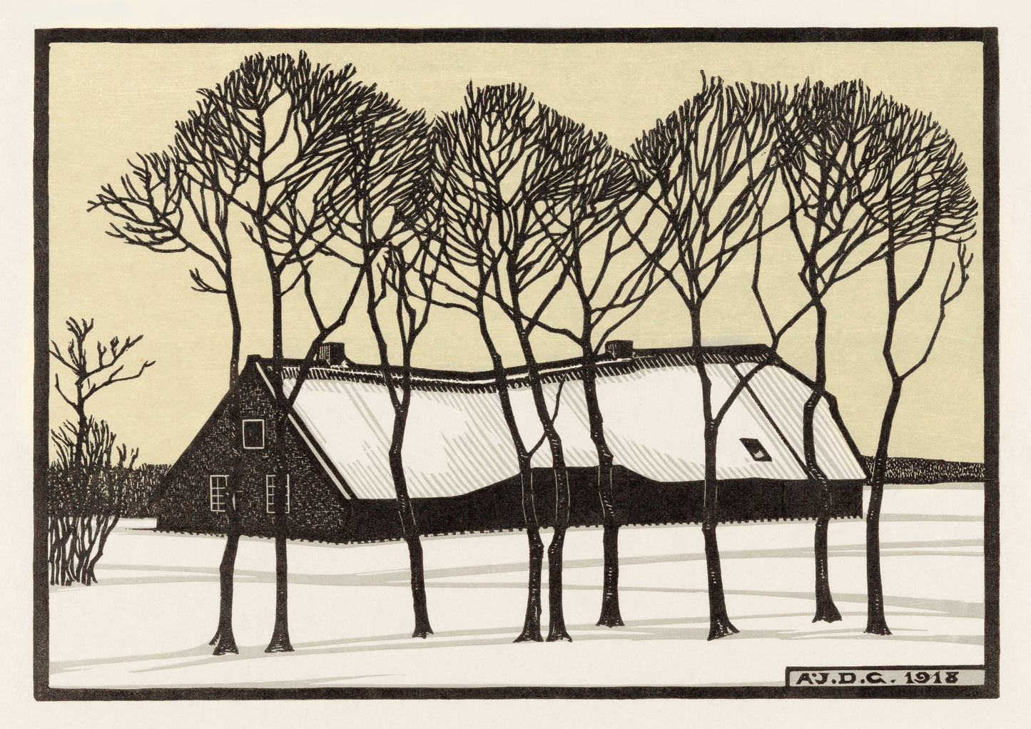 Farm in the Snow Print, Julie de Graag
