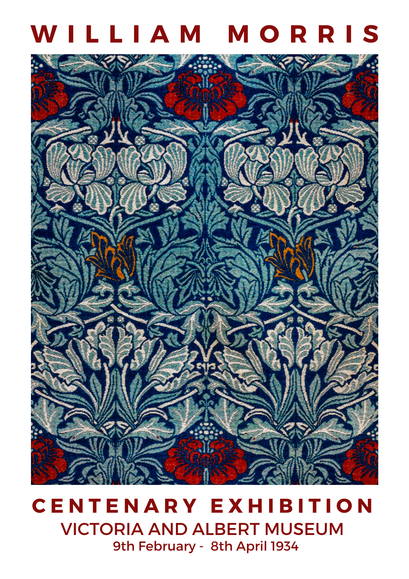 William Morris Print, Tulip and Rose Pattern
