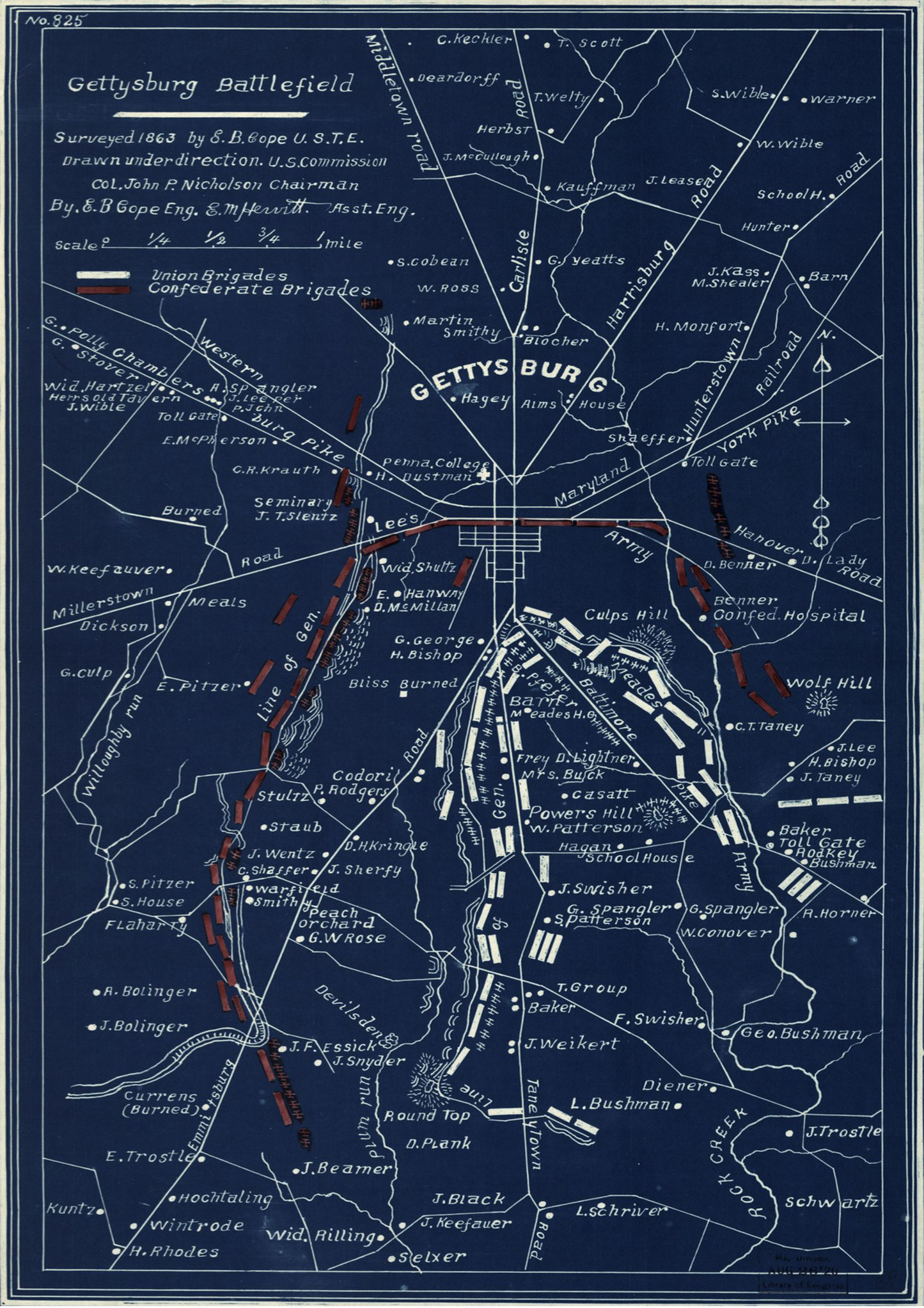 Gettysburg Battle Field Map Print