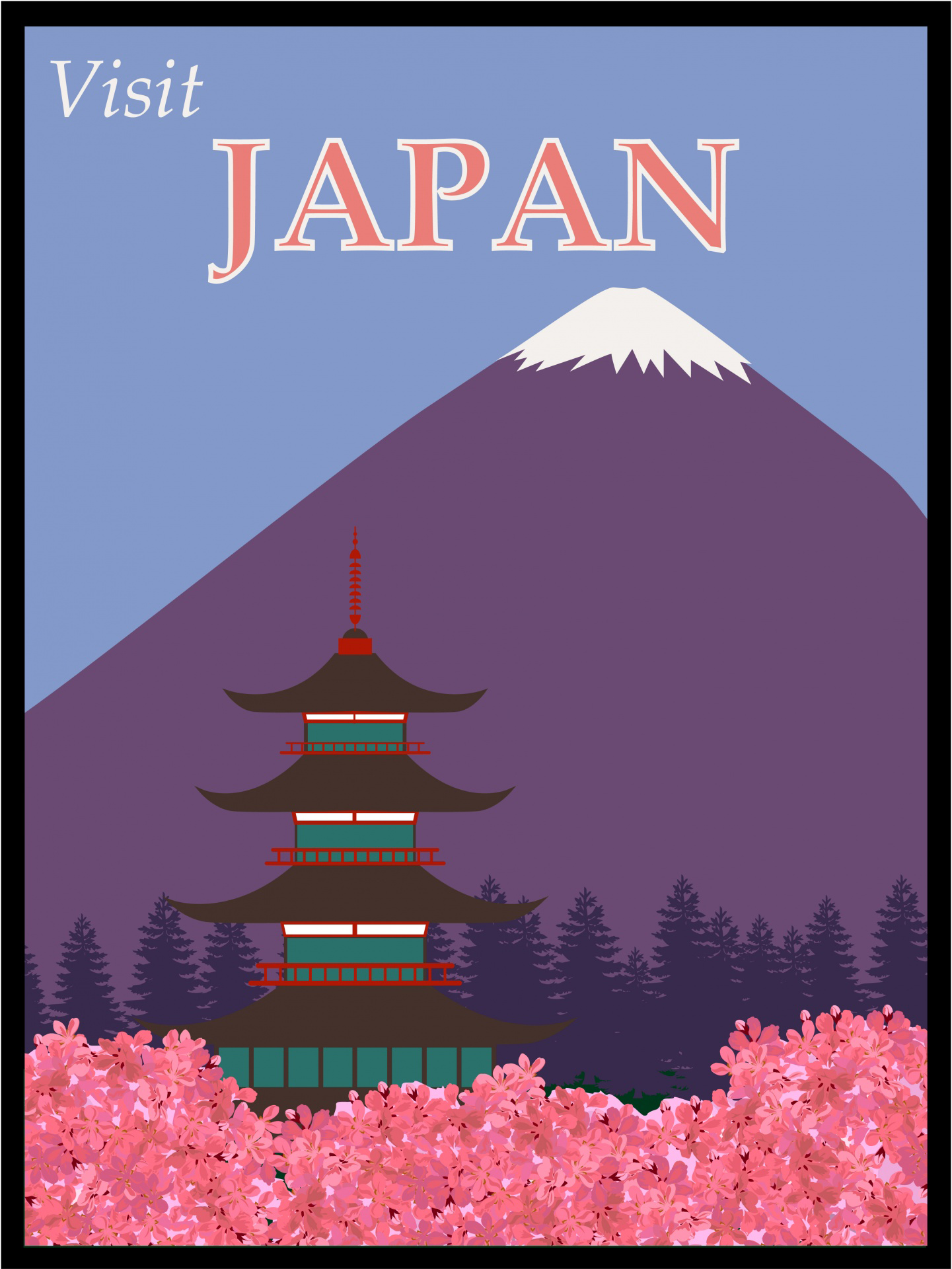 Vintage Visit Japan Travel Print