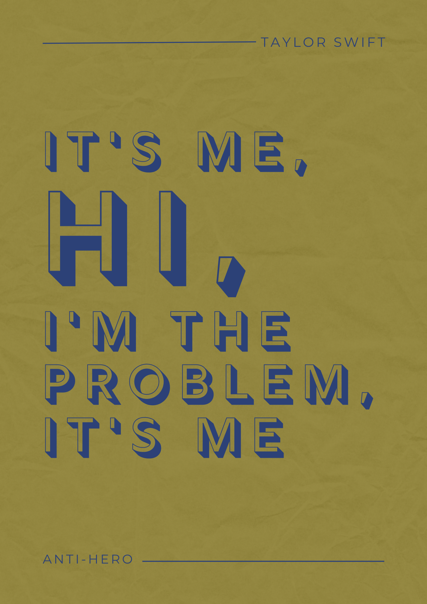 Taylor Swift Print, Anti-Hero Lyric Print