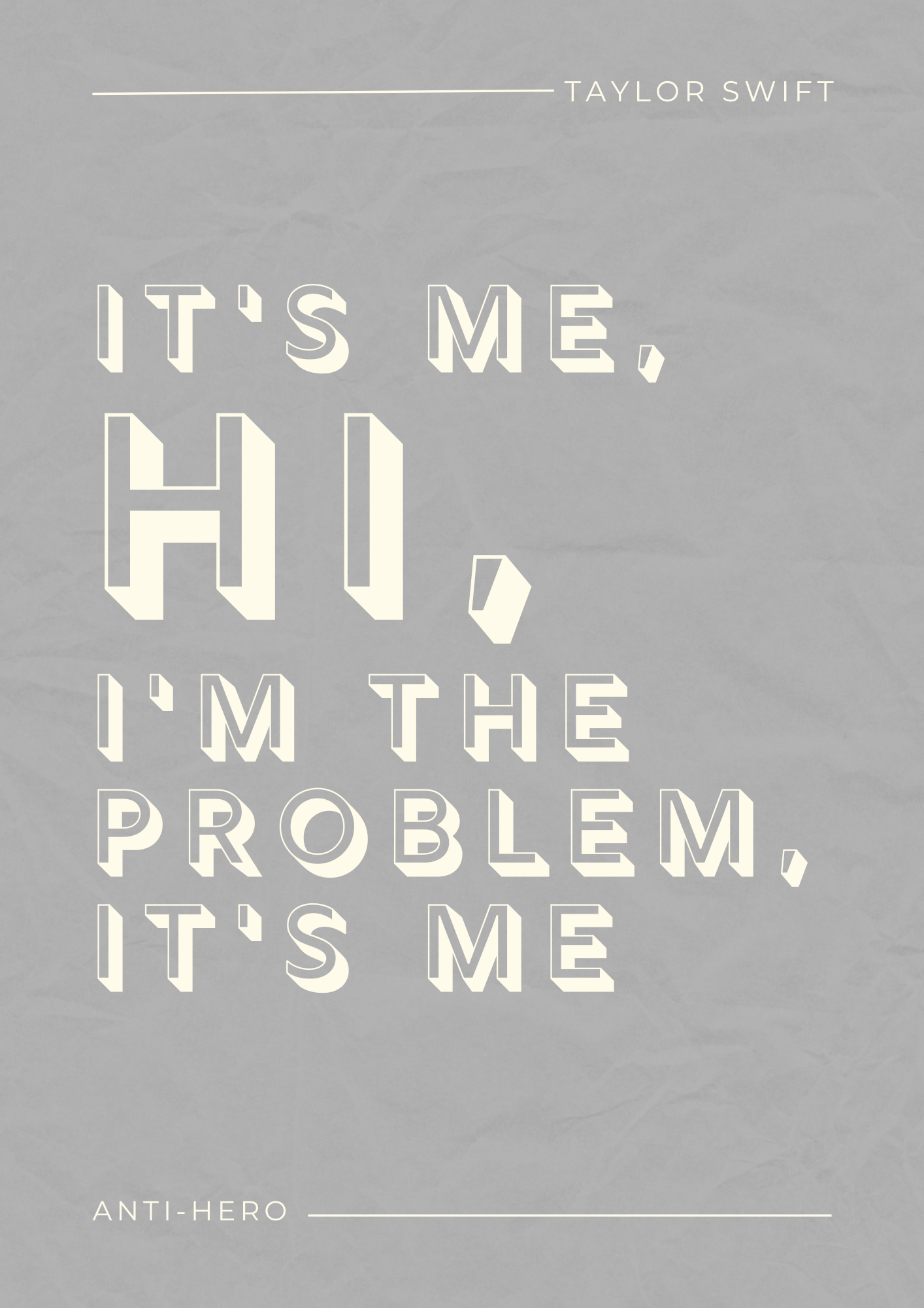 Taylor Swift Print, Anti-Hero Lyric Print