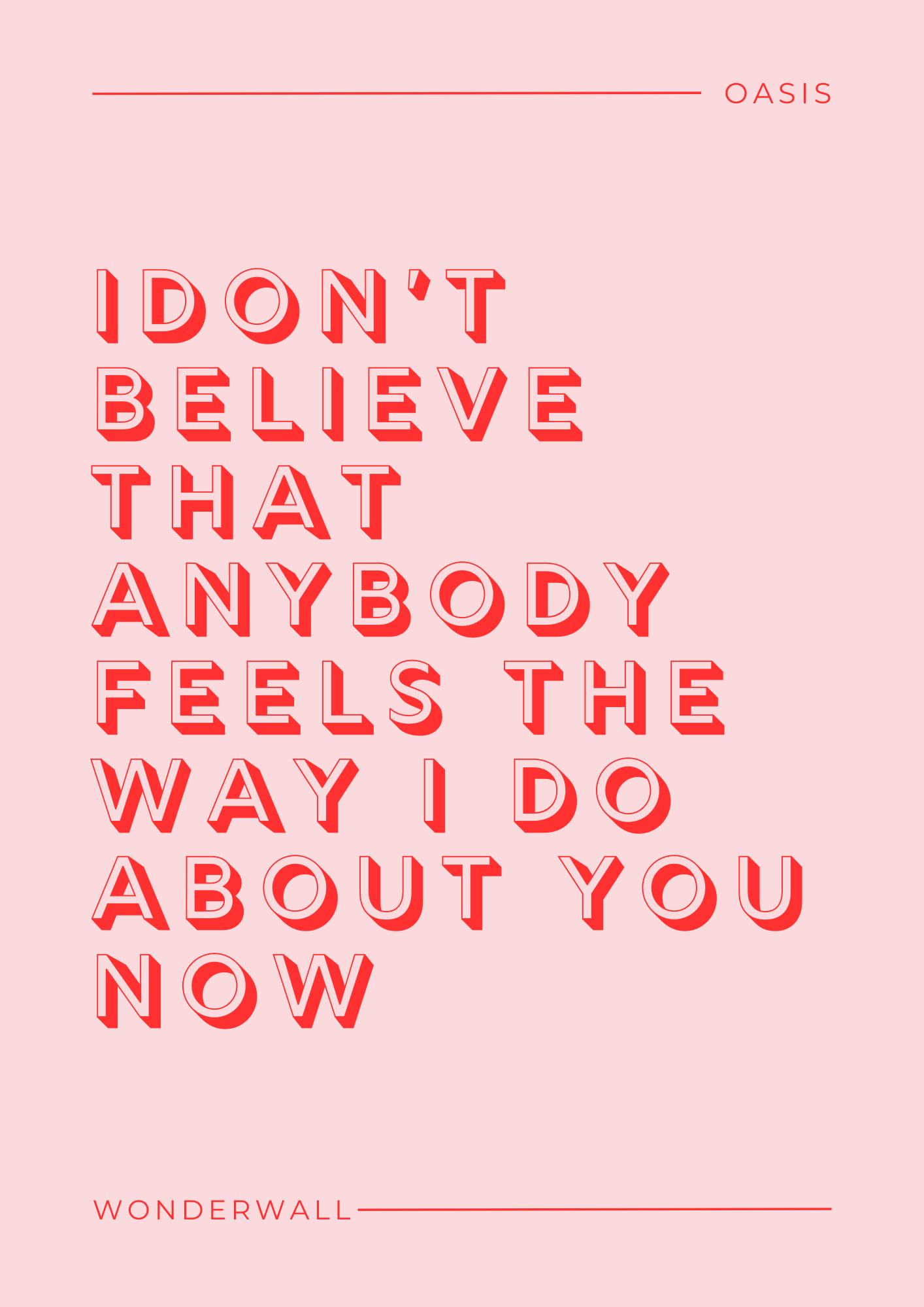 Oasis, Wonderwall Lyric Print