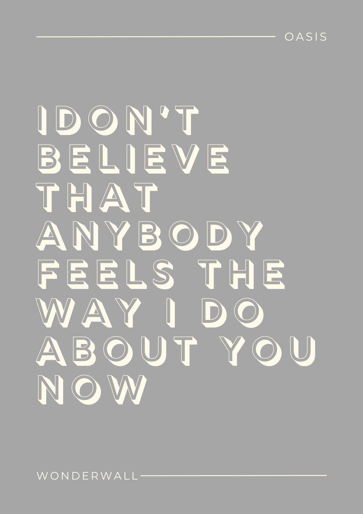 Oasis, Wonderwall Lyric Print