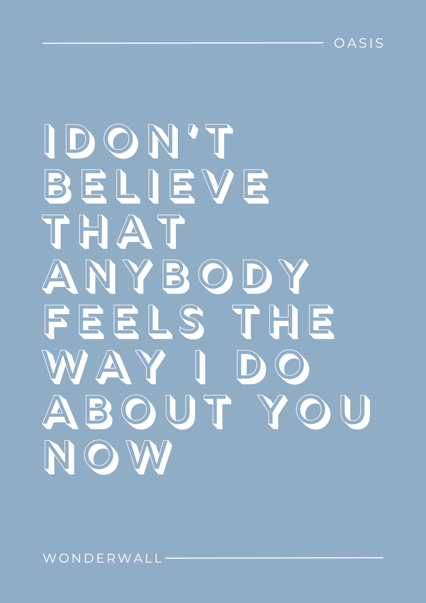 Oasis, Wonderwall Lyric Print