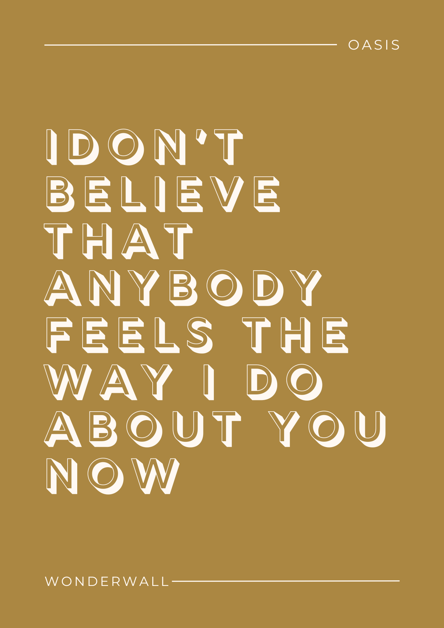 Oasis, Wonderwall Lyric Print