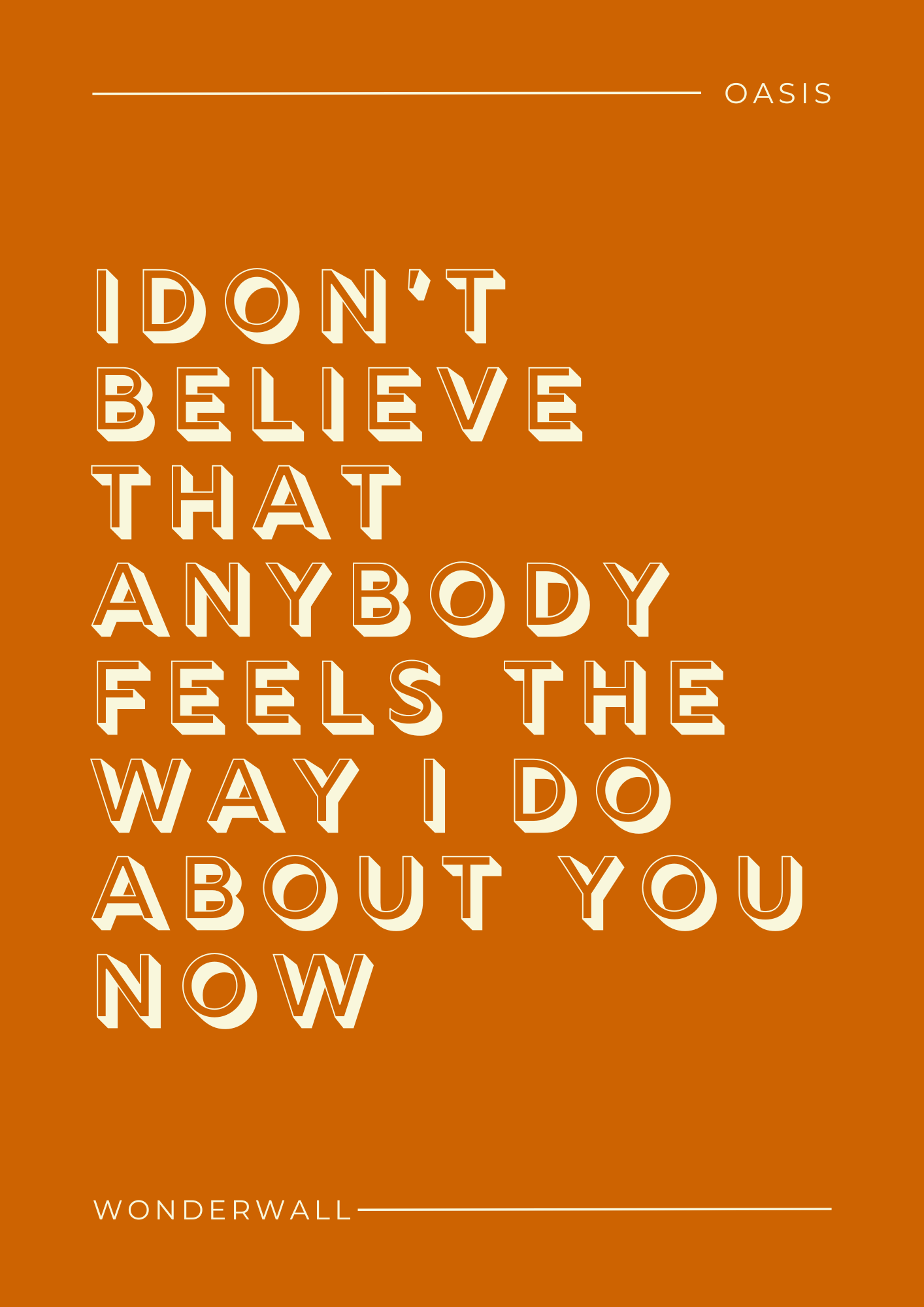 Oasis, Wonderwall Lyric Print
