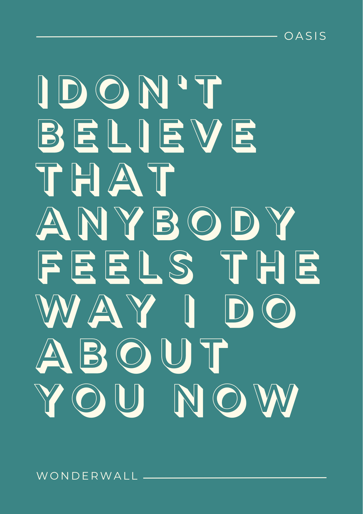 Oasis, Wonderwall Lyric Print