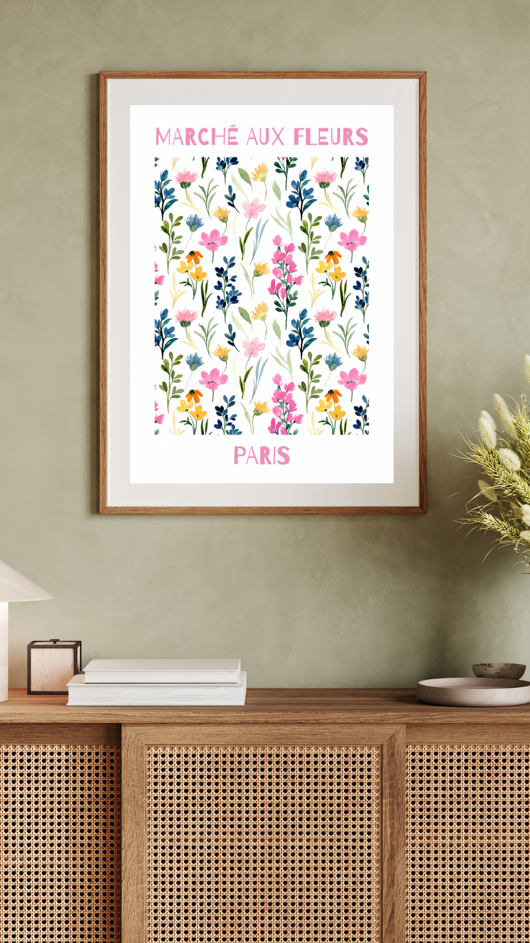 Flower Market, Marché aux Fleurs, Vintage Print,