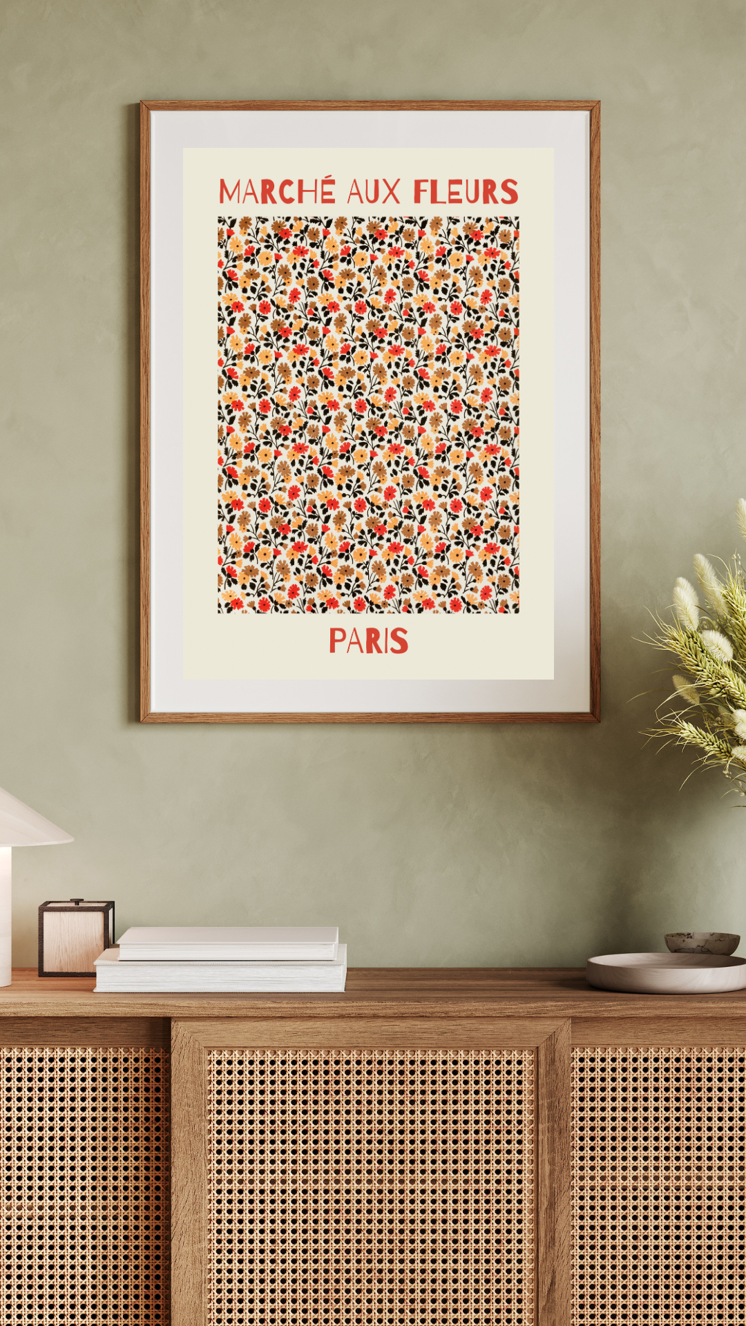 Flower Market, Marché aux Fleurs, Vintage Print