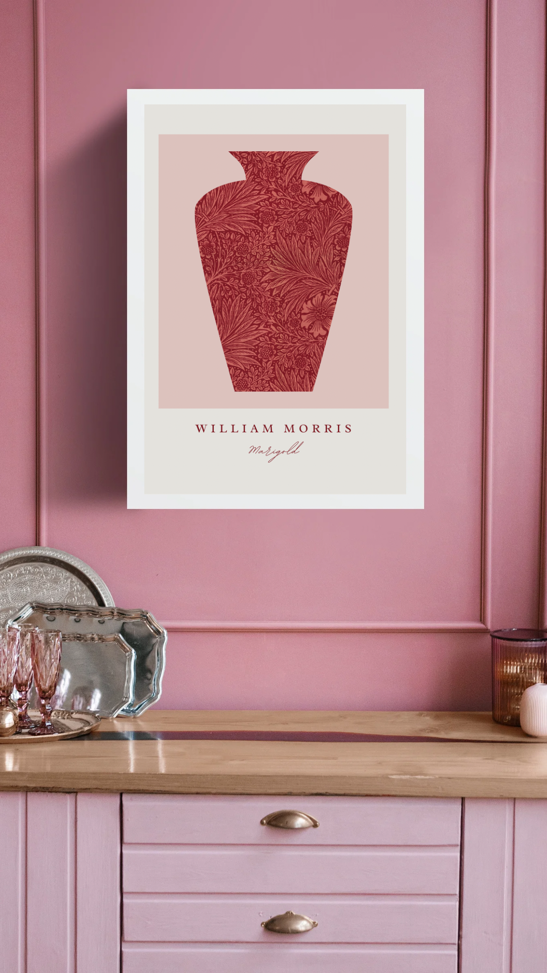William Morris Marigold Red Print